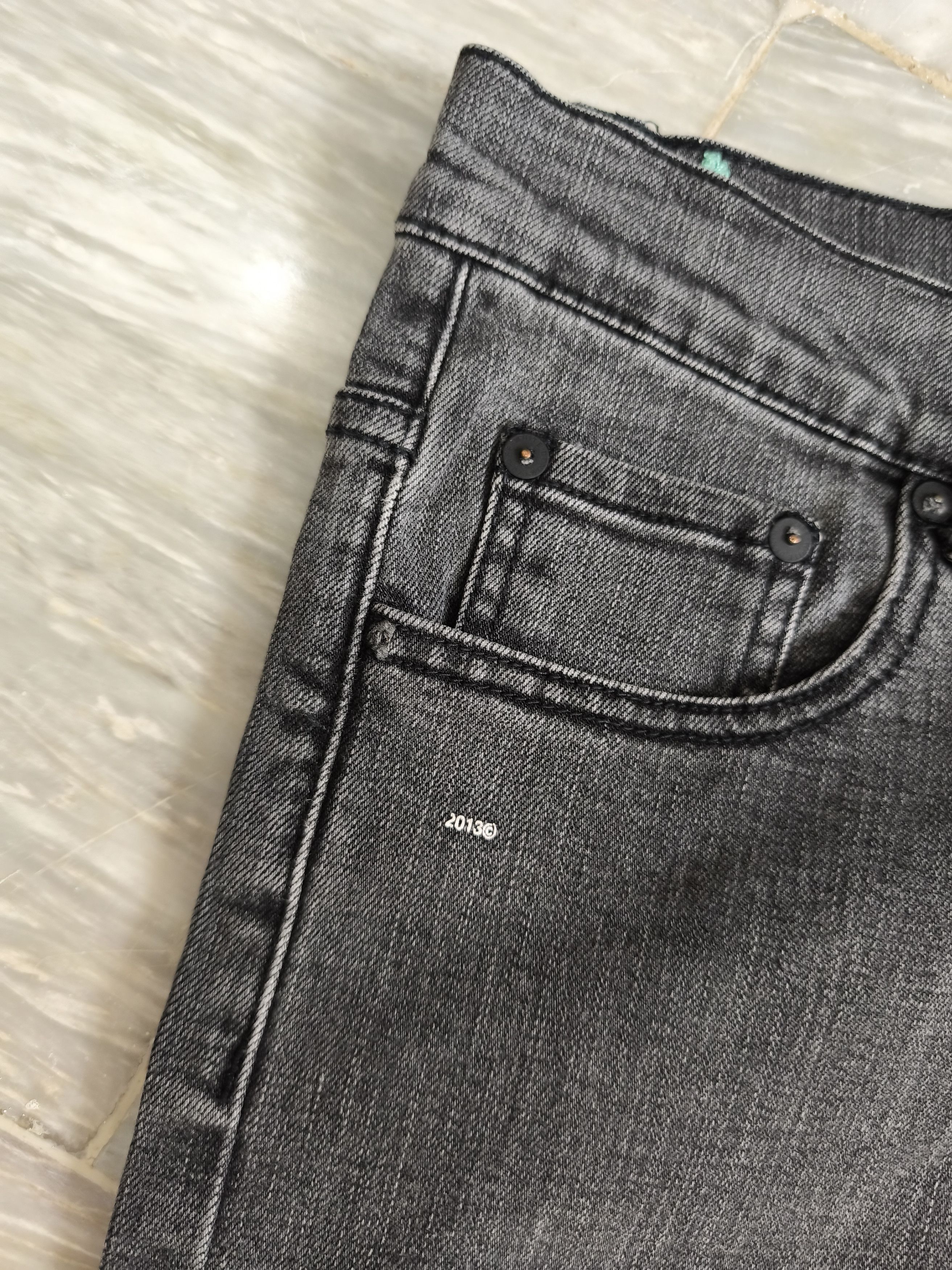 Off-White Off White Fire Line Yellow Logo Gray Slim Denim Jeans Size US 32 / EU 48 - 9 Thumbnail