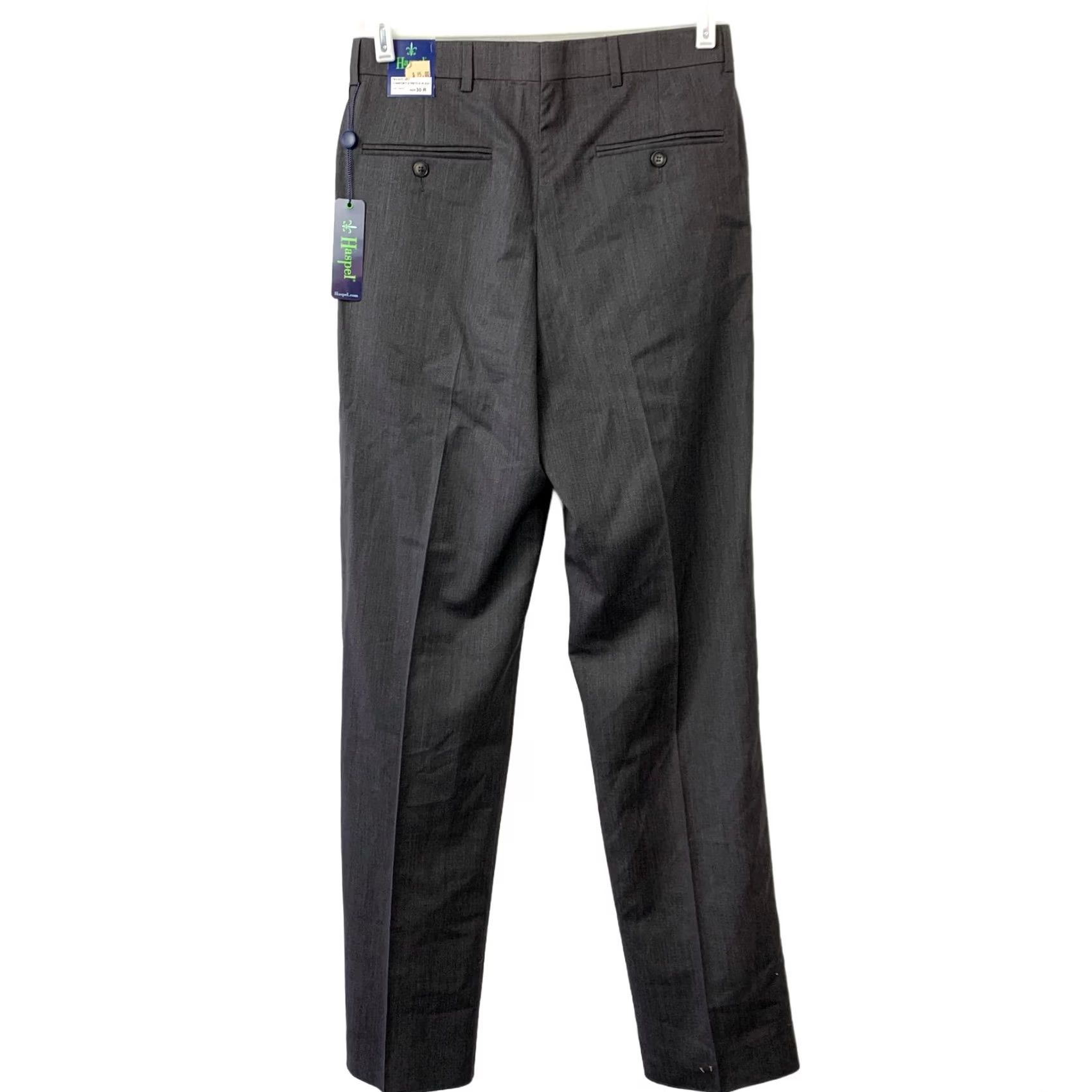 Vintage Haspel Men's Dress Pants Comfort Stretch Pleated 100% Wool Charcoal Gray 30R NWT Size US 30 / EU 46 - 7 Thumbnail