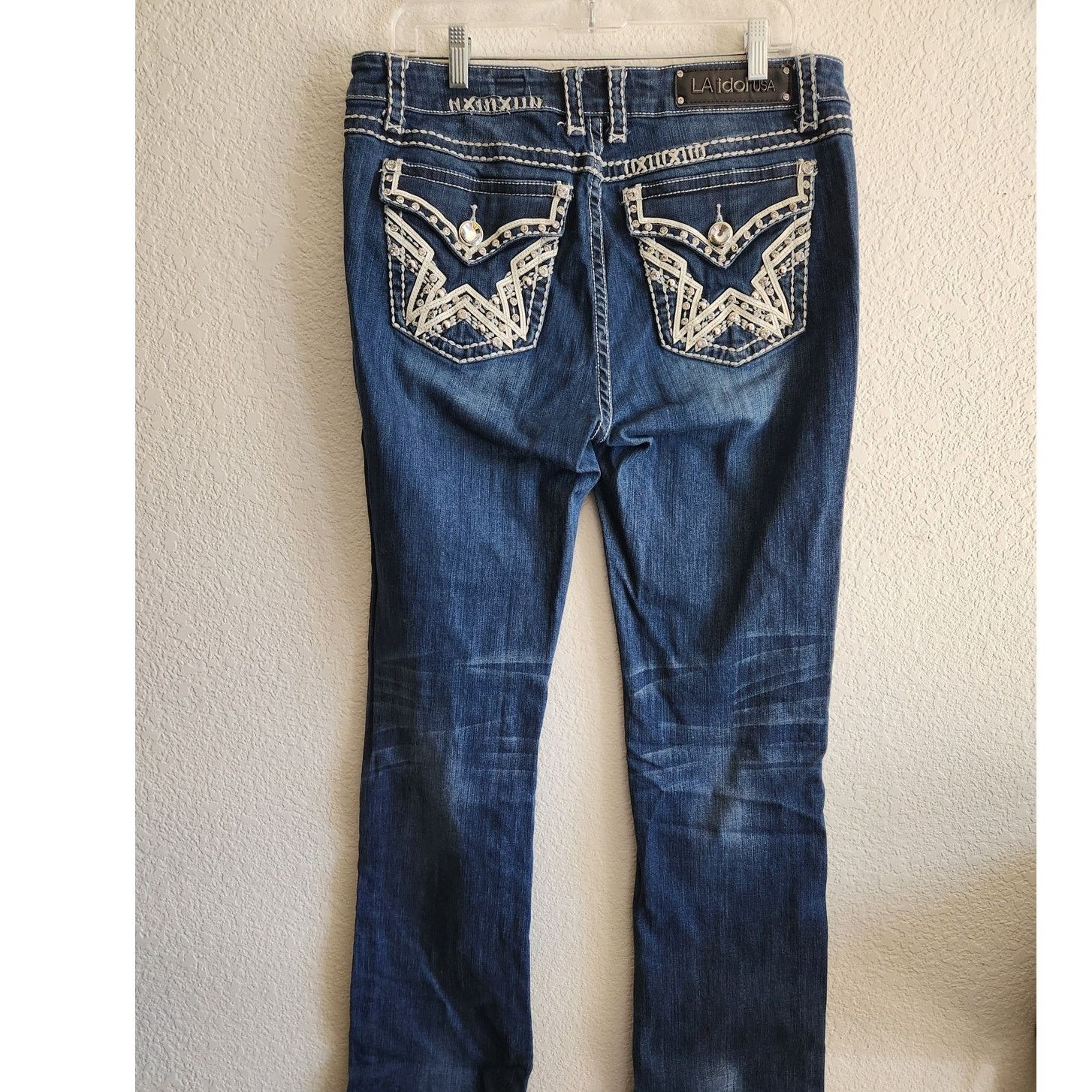 Other L.A Idol Women's Blinged Out Boot Cut Denim Jeans 15 W37 L34 Size 37" - 2 Thumbnail