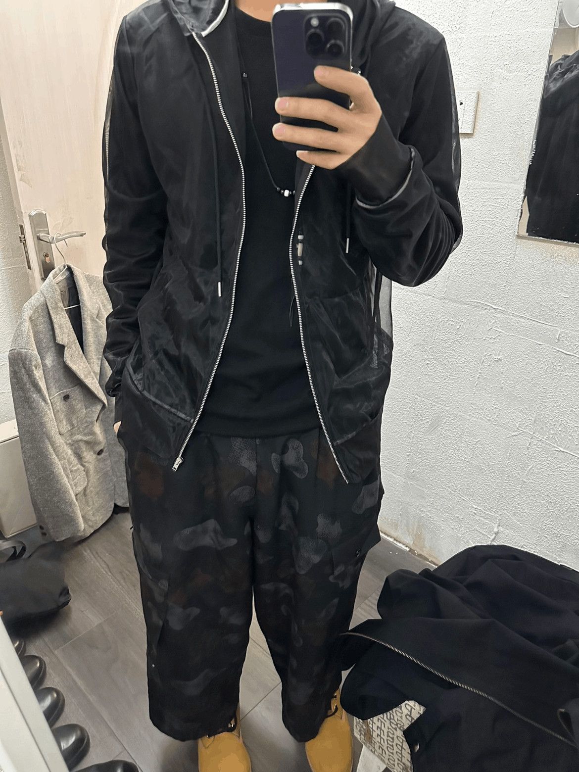 Helmut Lang Helmut Lang Mesh See Through Zip-up Hoodie-2505 Size US M / EU 48-50 / 2 - 8 Thumbnail