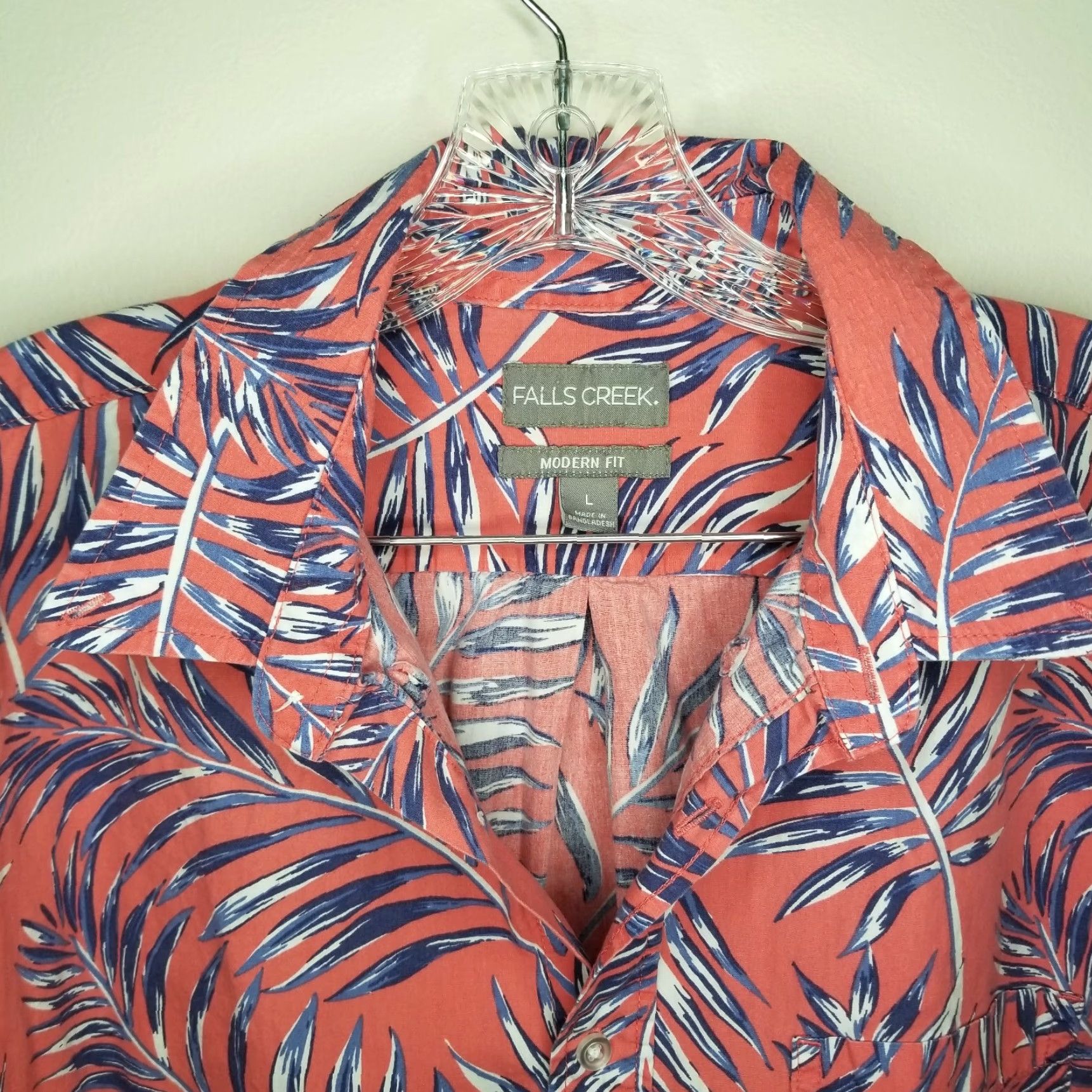 Vintage FALLS CREEK Modern Fit Floral Button-Up Shirt Mens Short Sleeve Red Size L Size US 33 - 3 Thumbnail