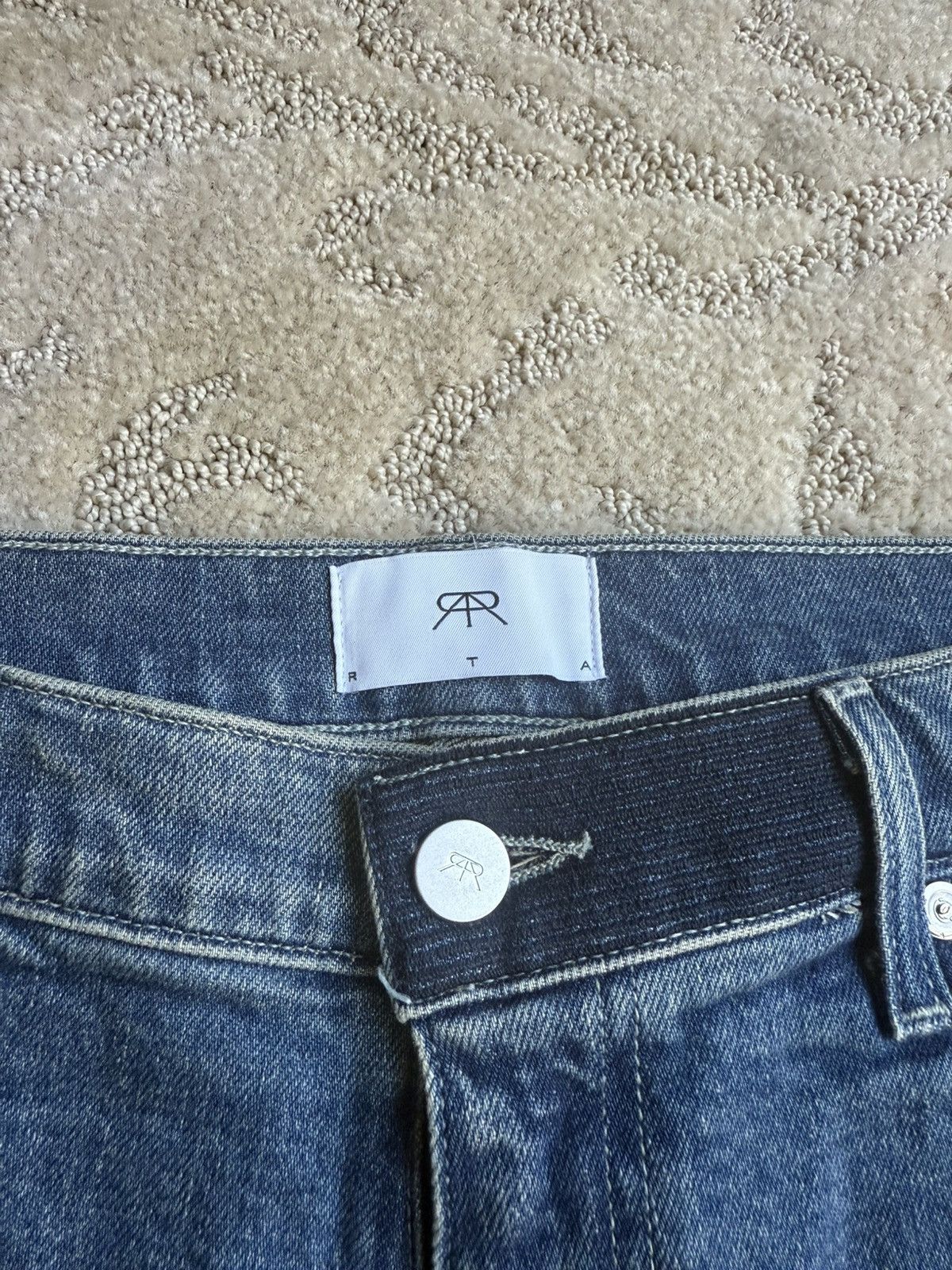 Rta RTA Slim Fit Medium Blue Logo Jeans Size US 33 - 3 Thumbnail