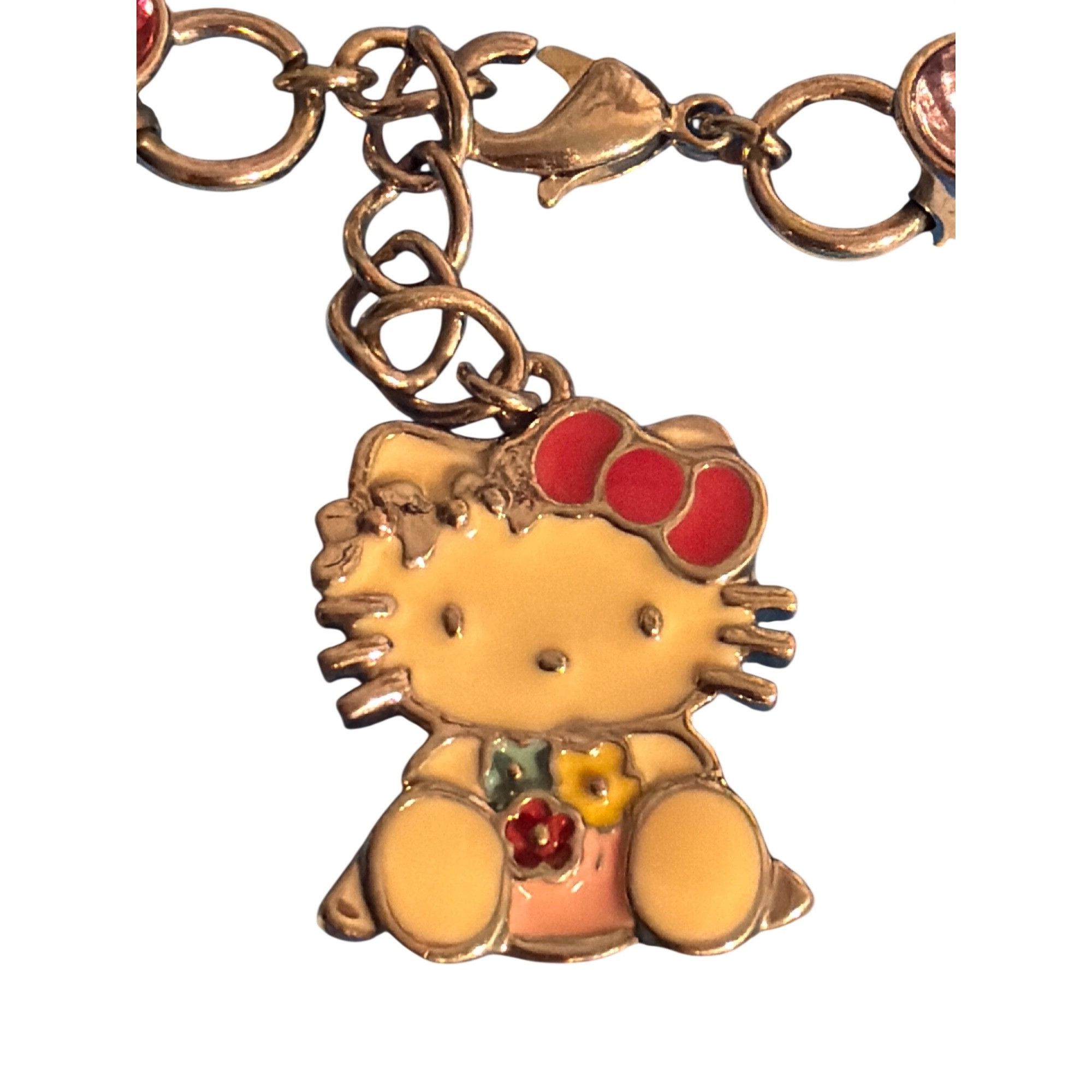 Other Hello Kitty Sanrio Silver Tone Charm Bracelet Pink Blue Clea Size ONE SIZE - 2 Thumbnail