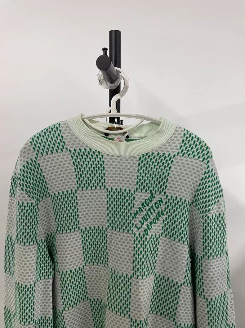 Louis Vuitton Louis Vuitton Green checkerboard full logo knit sweatshirt Size US S / EU 44-46 / 1 - 3 Thumbnail