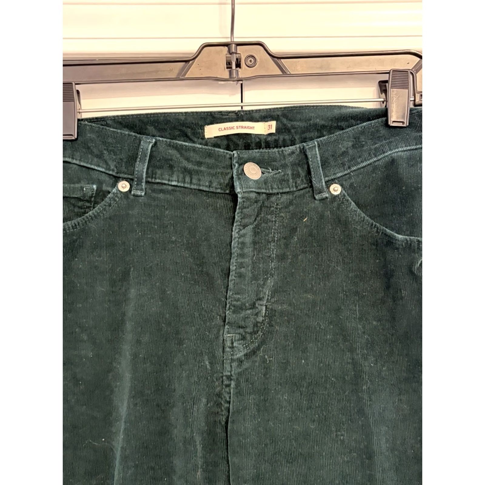 Levi's Levi's Jeans Women's 31x30 Green Corduroy Classic Straight Pants Size 24" / US 00 / IT 34 - 3 Thumbnail