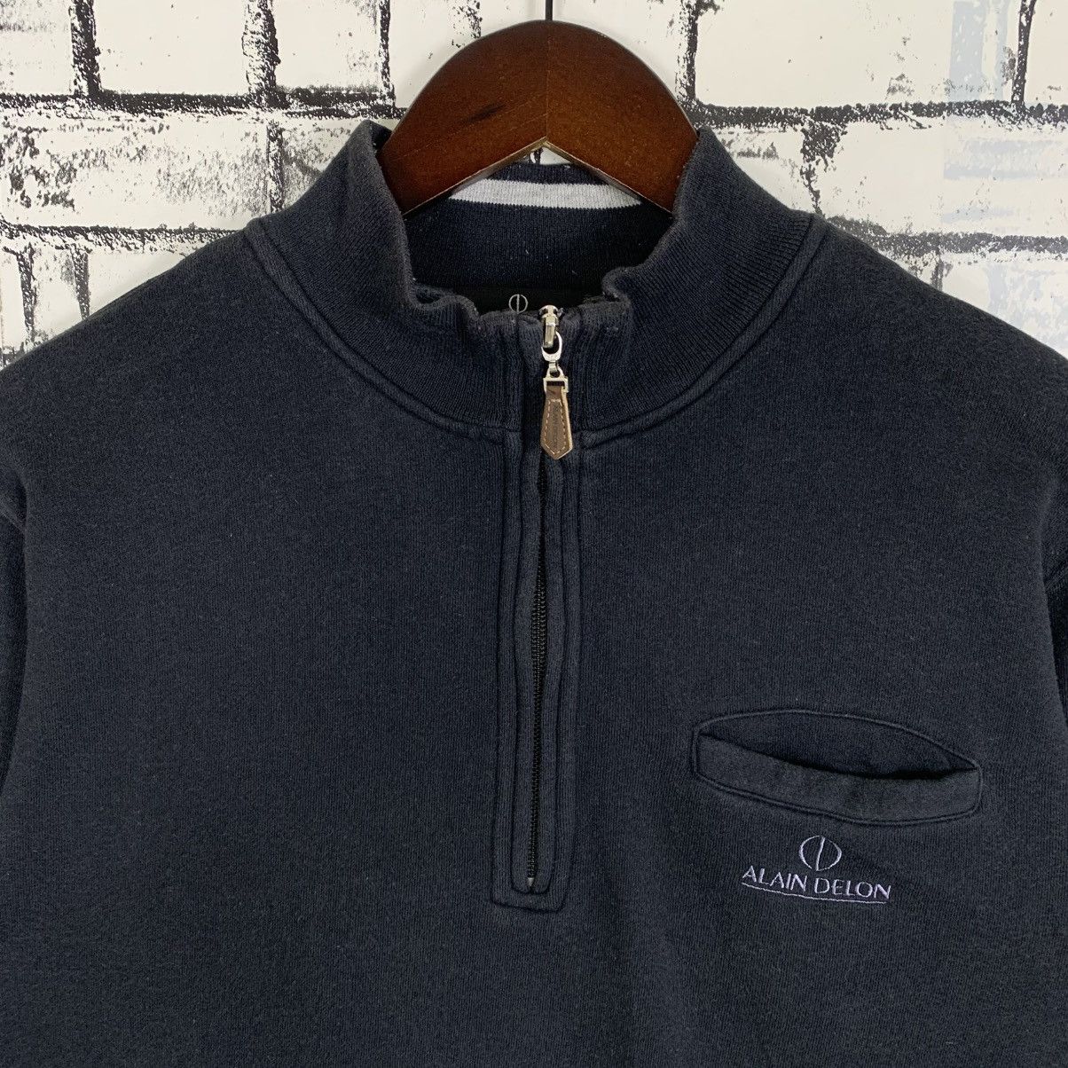 ALAIN DELON × Designer × Vintage Vintage Designer Luxury Alain Delon Half Zip Sweatshirt Size US M / EU 48-50 / 2 - 2 Thumbnail