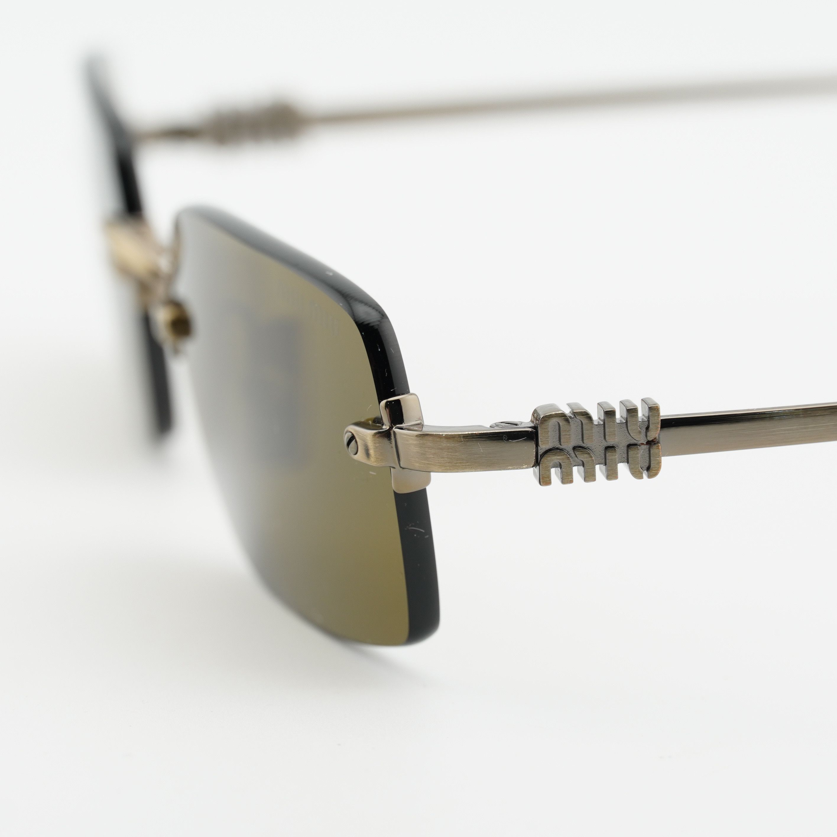 Miu Miu Miu Miu MUB50S 26C09Z Sunglasses Gold Rectangle Frame Size ONE SIZE - 4 Thumbnail