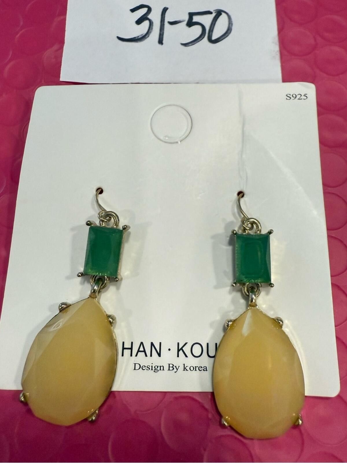 Other Han Kou dangle earrings emerald rectangle yellow tear drop Size ONE SIZE - 5 Thumbnail