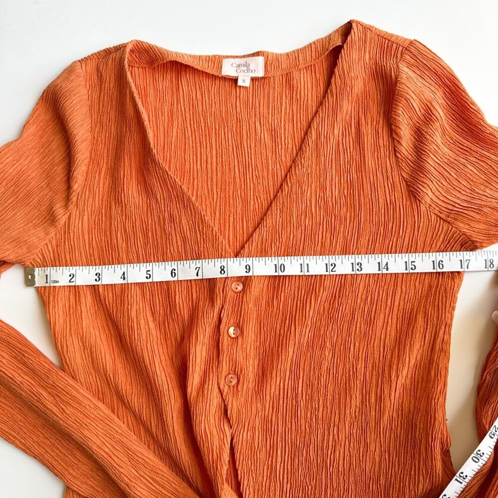 Camila Coelho Camila Coelho Tais Long Sleeve Crinkle Top Orange Small Size S / US 4 / IT 40 - 8 Thumbnail