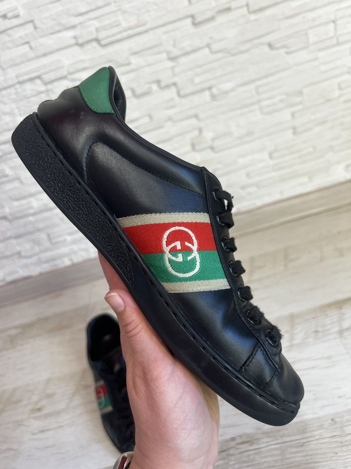 Gucci Gucci Ace Black Leather Sneakers 644749 Size 40 / US 7 Size US 7 / EU 40 - 14 Thumbnail