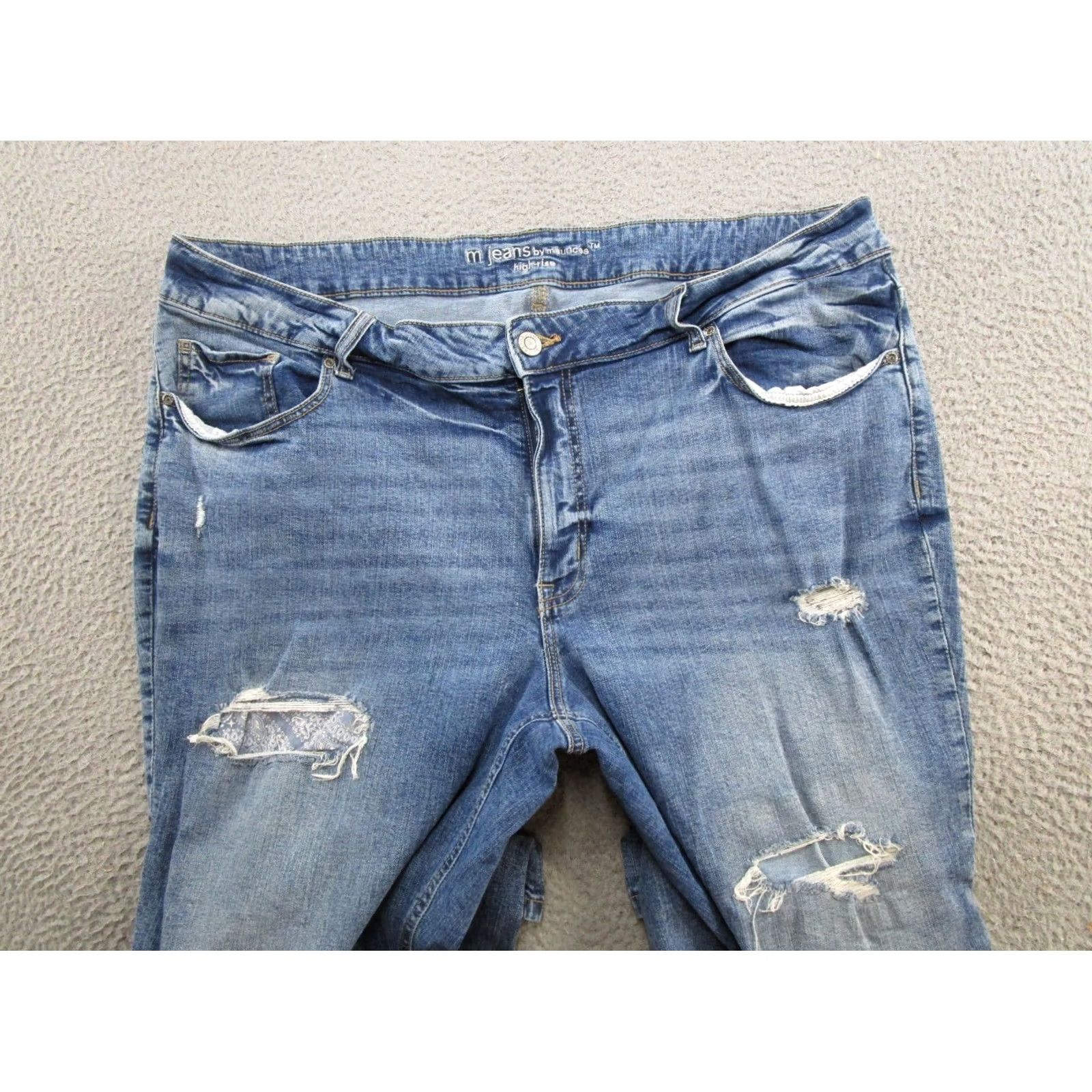 Vintage Maurices Jeans Womens 24W Blue High Rise Stretch Distressed Denim Ankle Plus Size Size 42" / US 20 - 3 Thumbnail