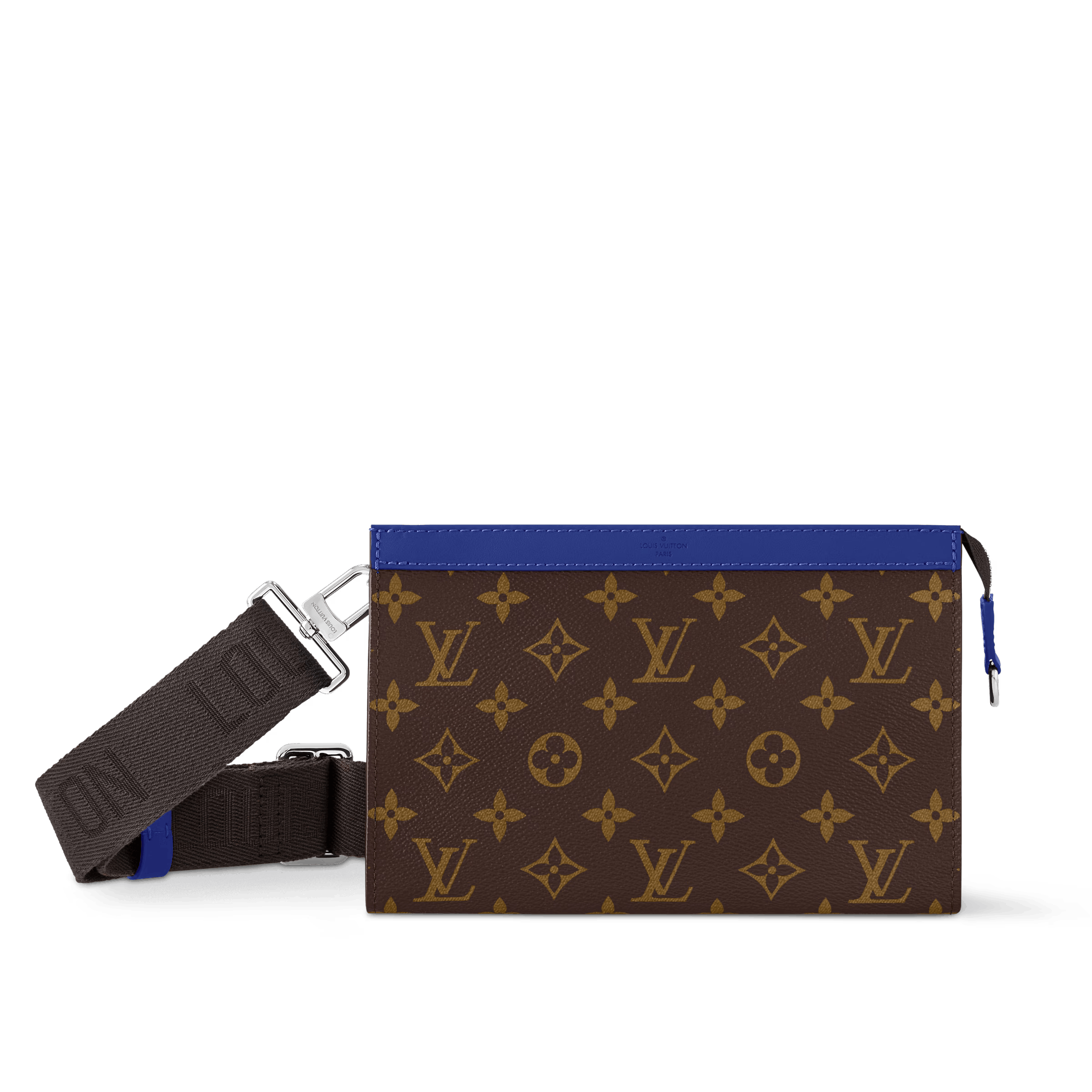 Leather x Louis Vuitton Gaston Wearable Wallet Messenger Bag Indigo Blue M12813 in Brown, Men's