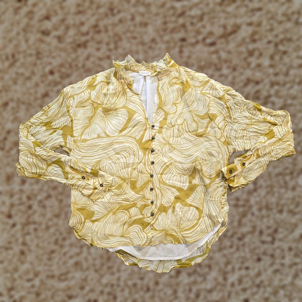 Vintage Pilcro Blouse Womens Size S Green Tavi Floral Button Sheer Lined Casual Bohemian Style Shirt Ladies Regular Sleeve Long Size S / US 4 / IT 40 - 1 Thumbnail