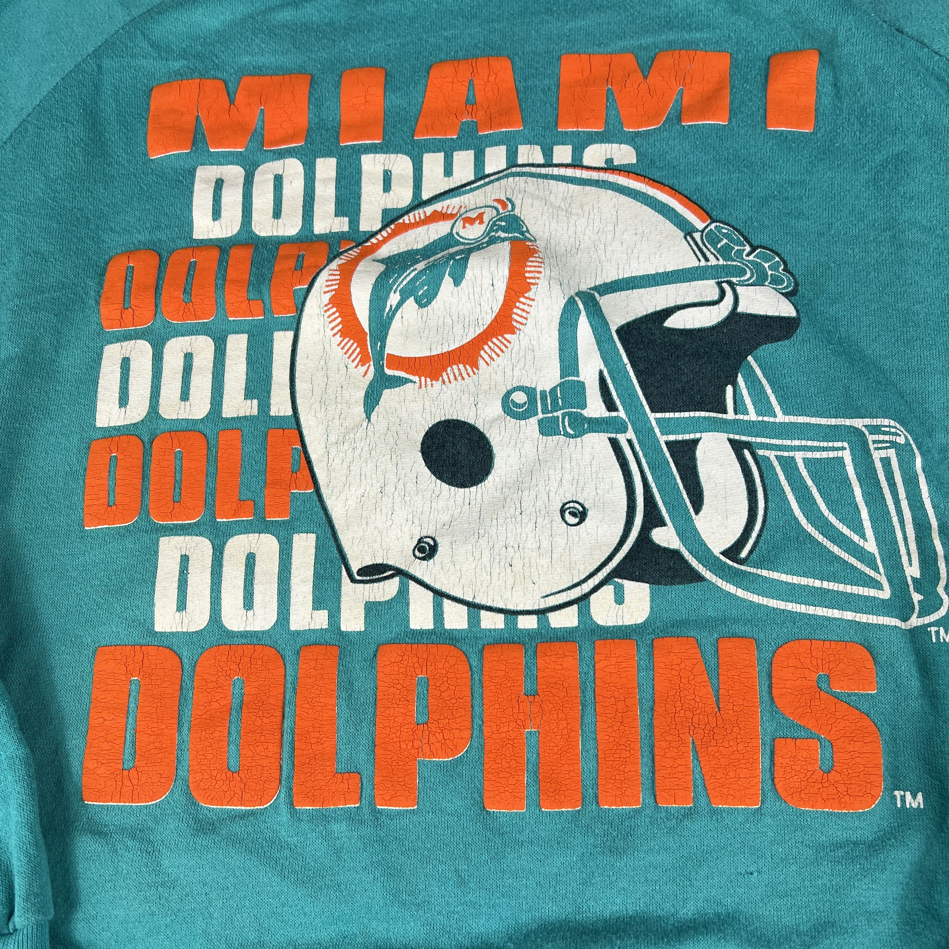 NFL × Vintage VTG 80s Miami Dolphins Sweatshirt Faded Thrashed Crewneck Size US L / EU 52-54 / 3 - 5 Thumbnail