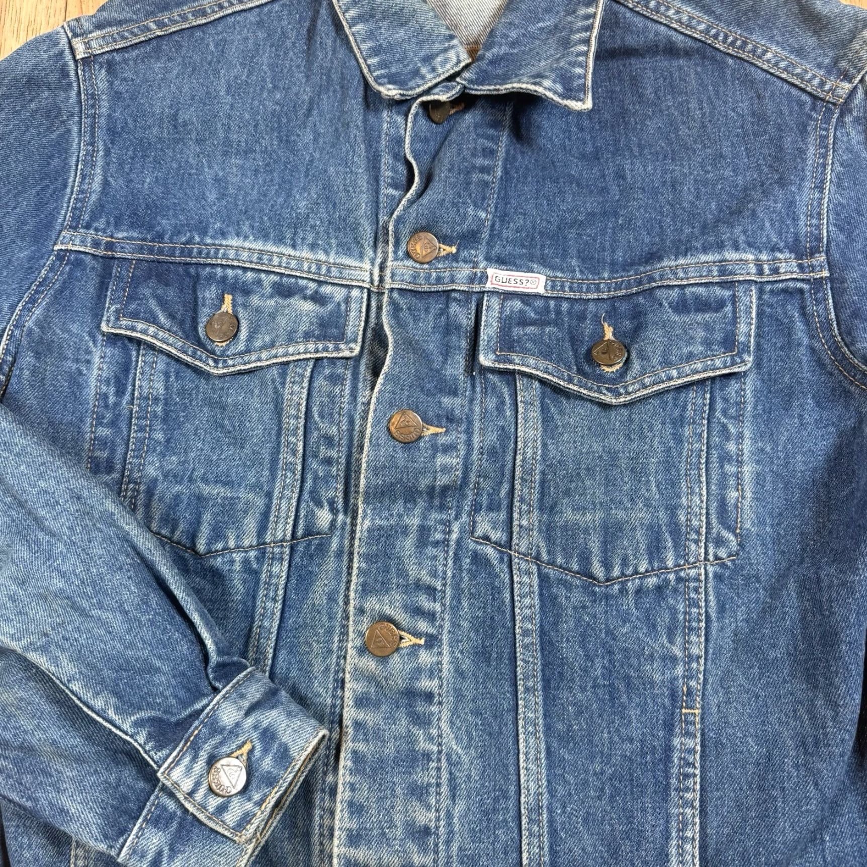 Guess VINTAGE Guess Denim Jacket Mens M Blue Cotton Denim Biker 80s USA Made Shirt/Coat Mens Size US M / EU 48-50 / 2 - 5 Thumbnail