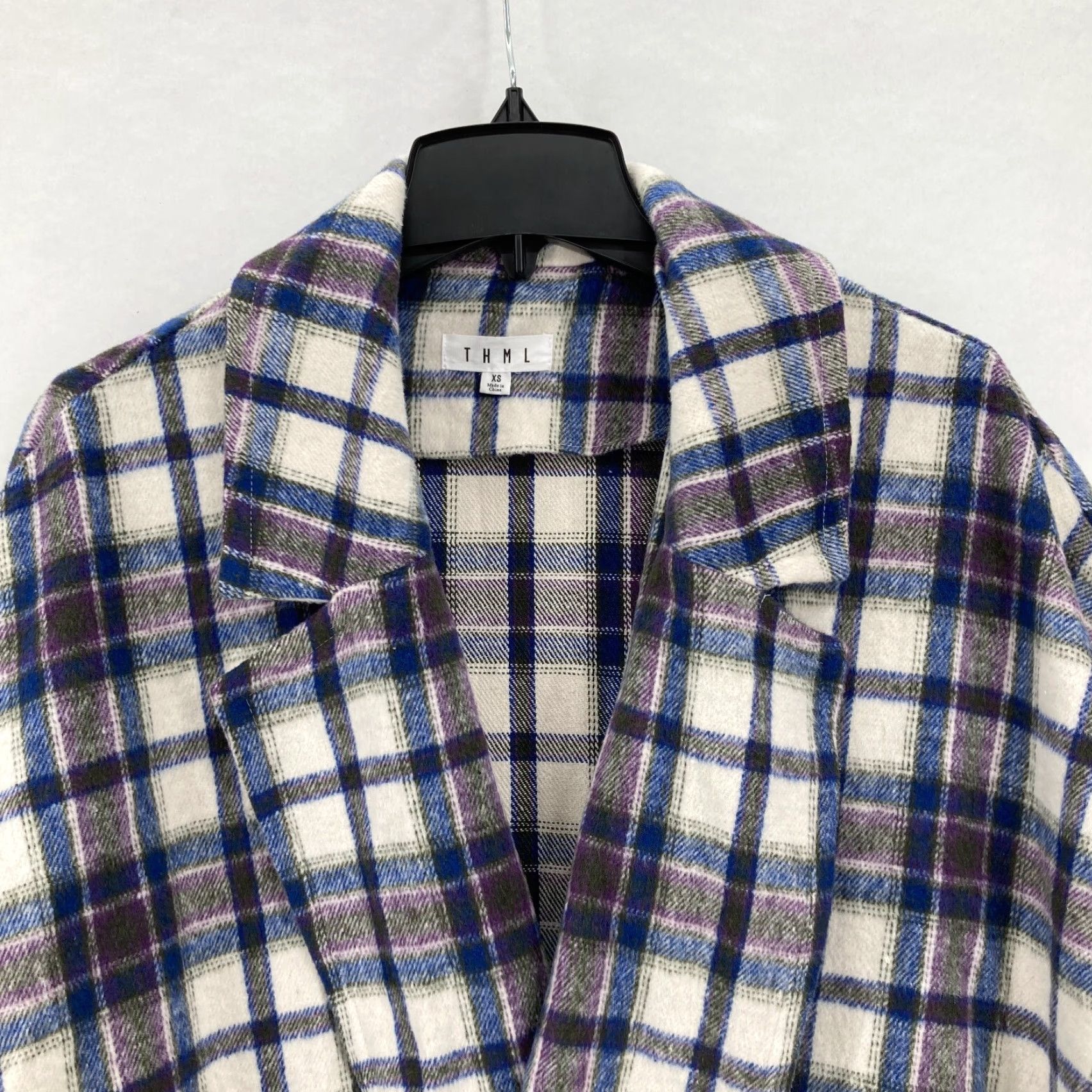 Anthropologie THML Cardigan Sweater Women's XS Blue Plaid Short Sleeve Cozy Soft - Anthropologie THML Cardigan Sweater Women's XS Blue Plaid Short Sleeve Cozy Soft Size XS / US 0-2 / IT 36-38 - 3 Thumbnail