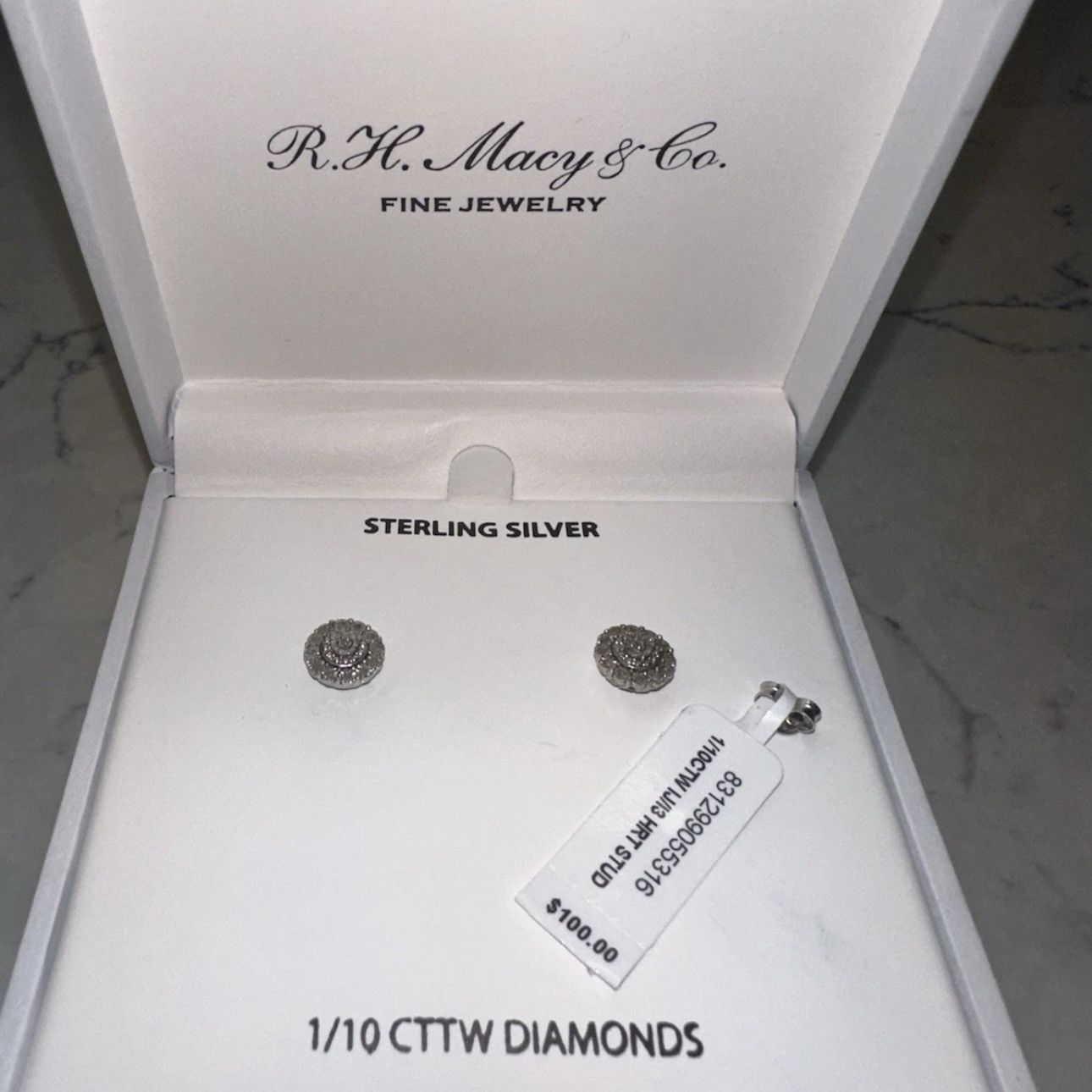 Macys Diamond Multi-Halo Stud Earrings (1/10 ct. Sterling Silver Size ONE SIZE - 3 Thumbnail