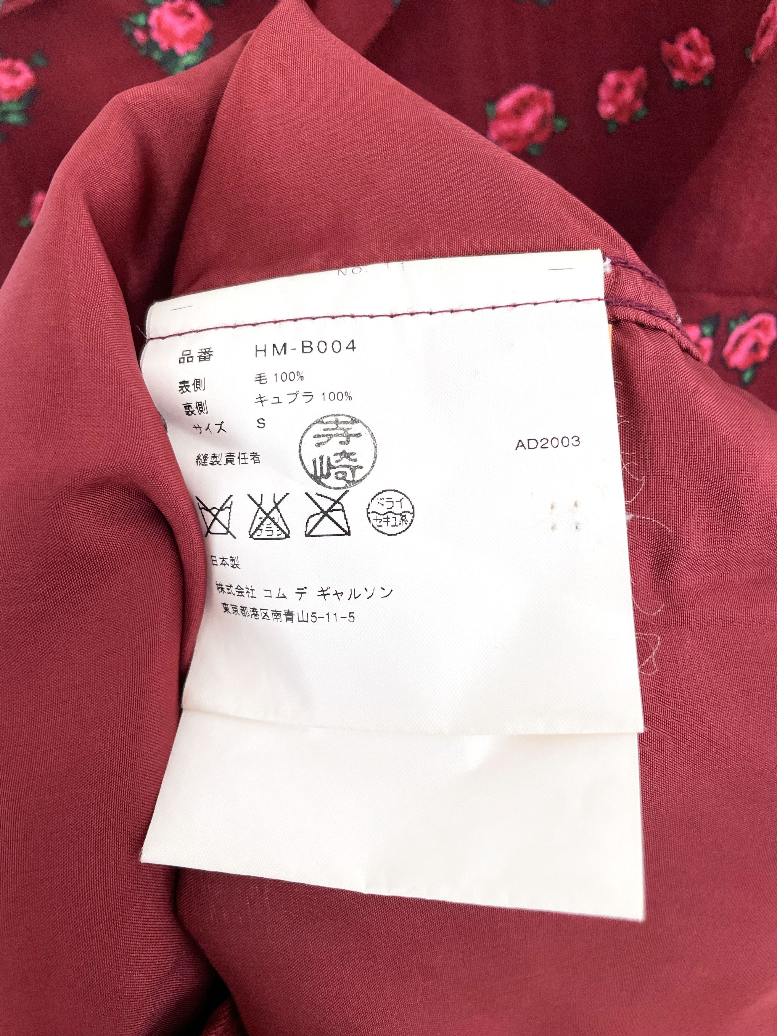 Comme des Garcons Homme 2003 Floral Wool Buttonup Size US M / EU 48-50 / 2 - 6 Thumbnail