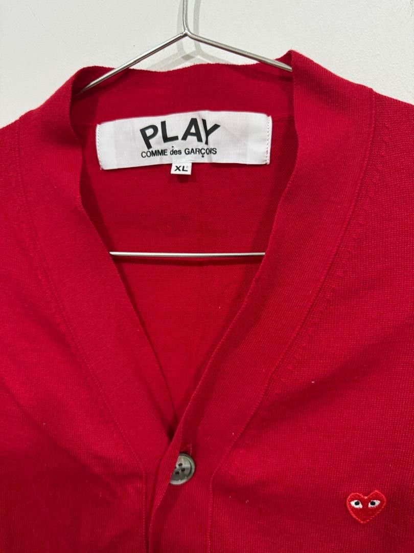 Comme des Garcons AD2015 CDG Play Heart Men's Red Cardigan Size US XL / EU 56 / 4 - 4 Thumbnail