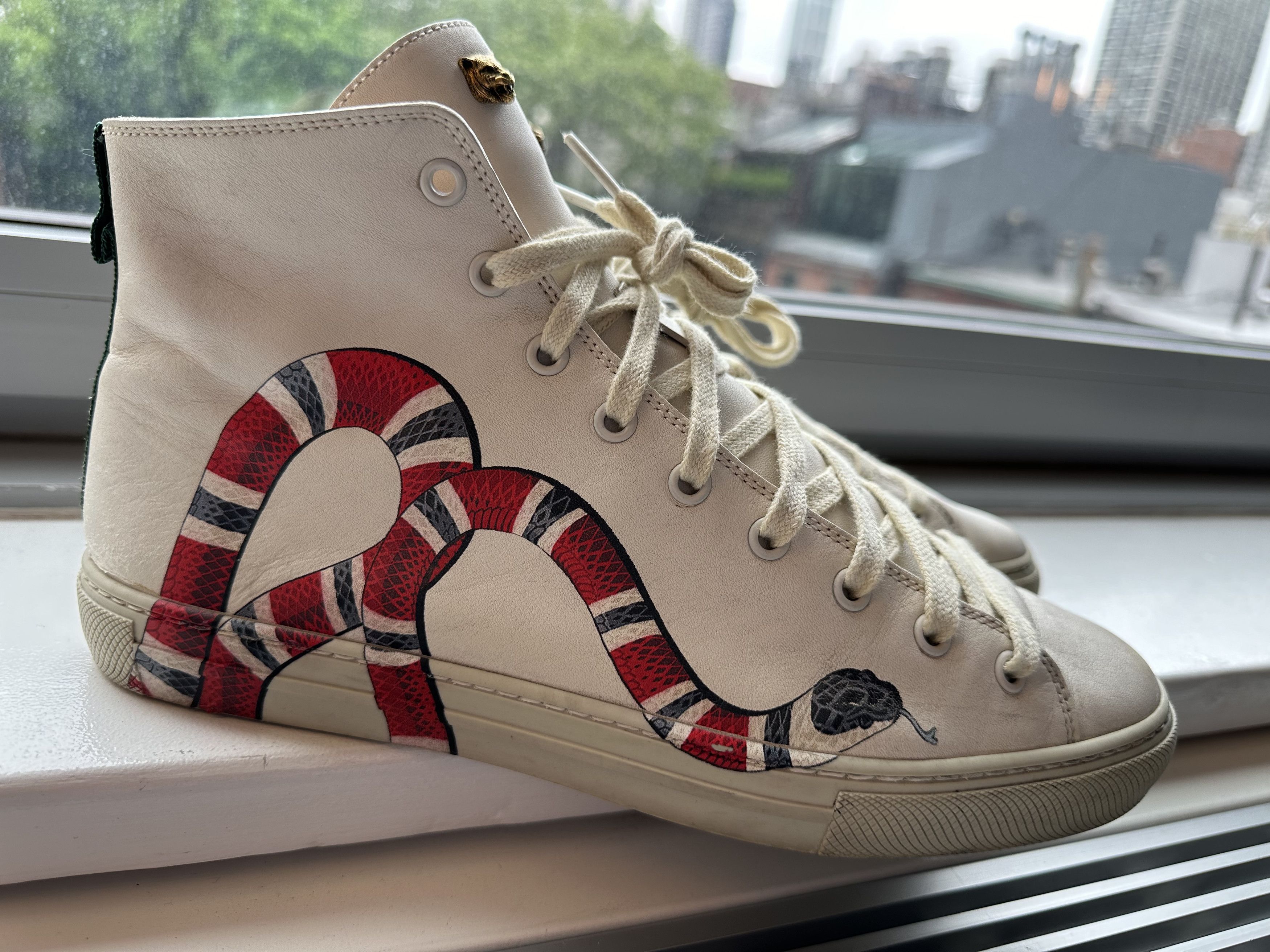 Gucci Gucci Men s KingSnake Leather High Top Sneaker Sz 7.5 9US Grailed