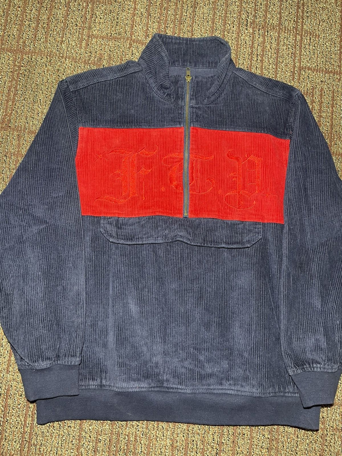Fuck The Population FTP Old English Logo Corduroy Half Zip Pullover (Large) Size US L / EU 52-54 / 3 - 1 Thumbnail