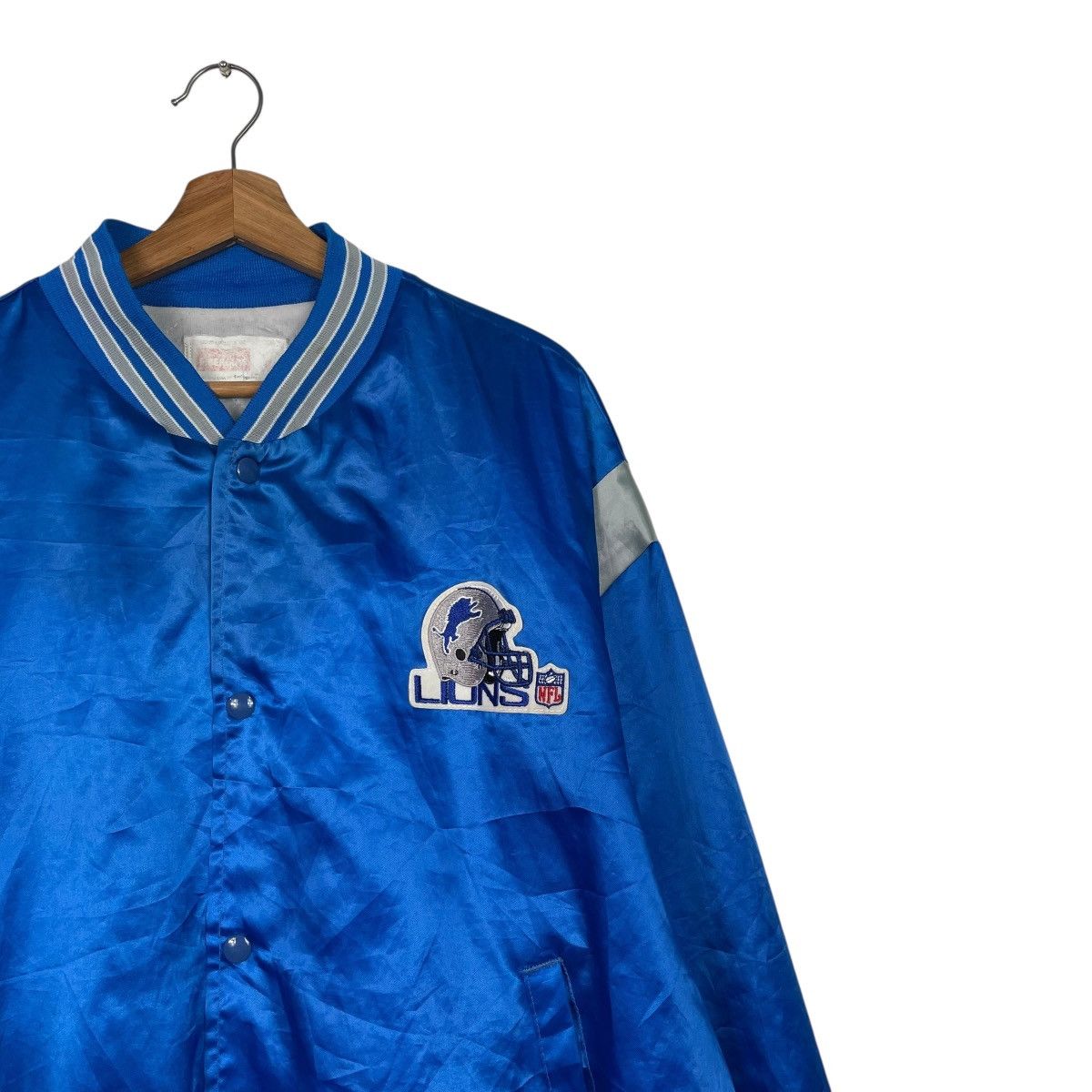 NFL Vintage 80s NFL Detroit Lions Satin Bomber Size US XXL / EU 58 / 5 - 5 Thumbnail