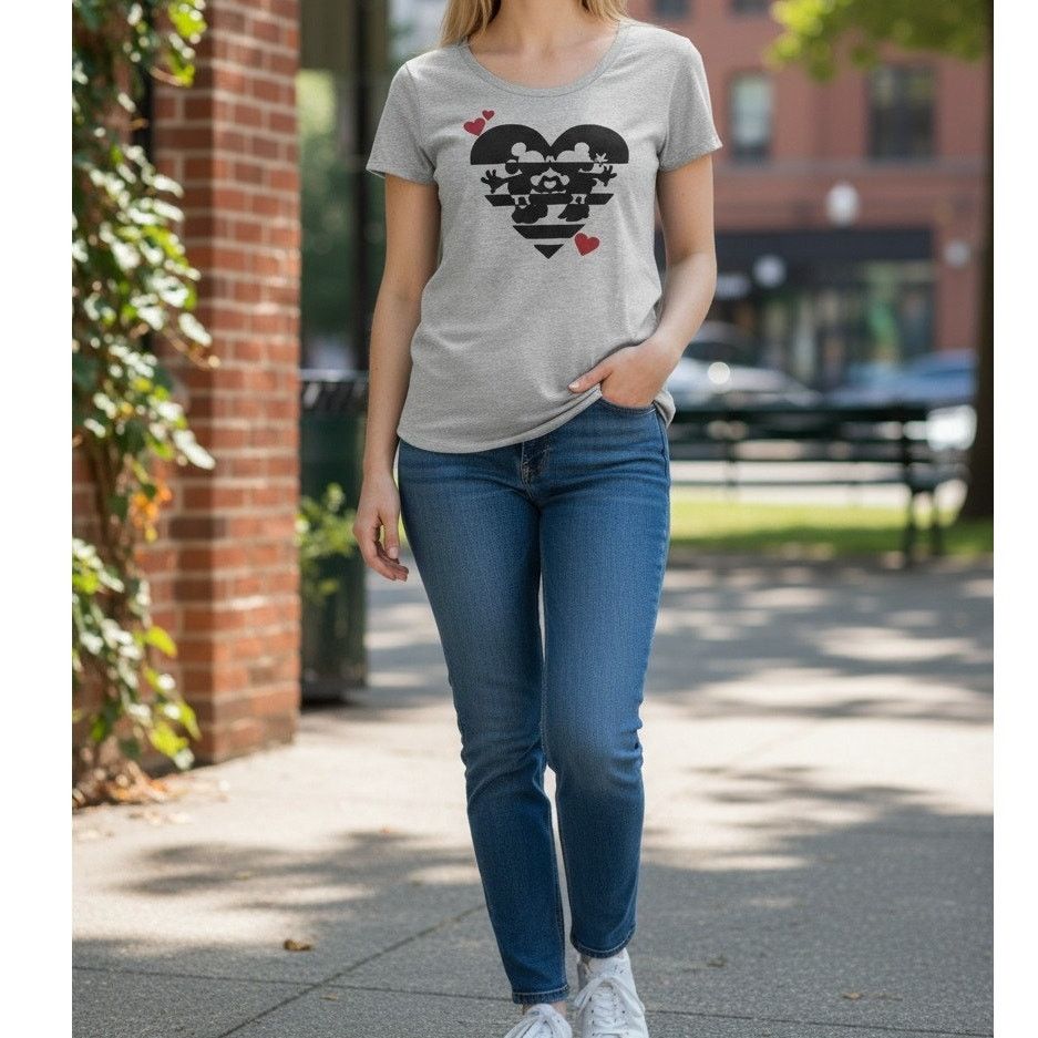 Disney DISNEY Mickey & Minnie T-shirt XS Gray Black Glitter Sparkle Size XS / US 0-2 / IT 36-38 - 2 Thumbnail