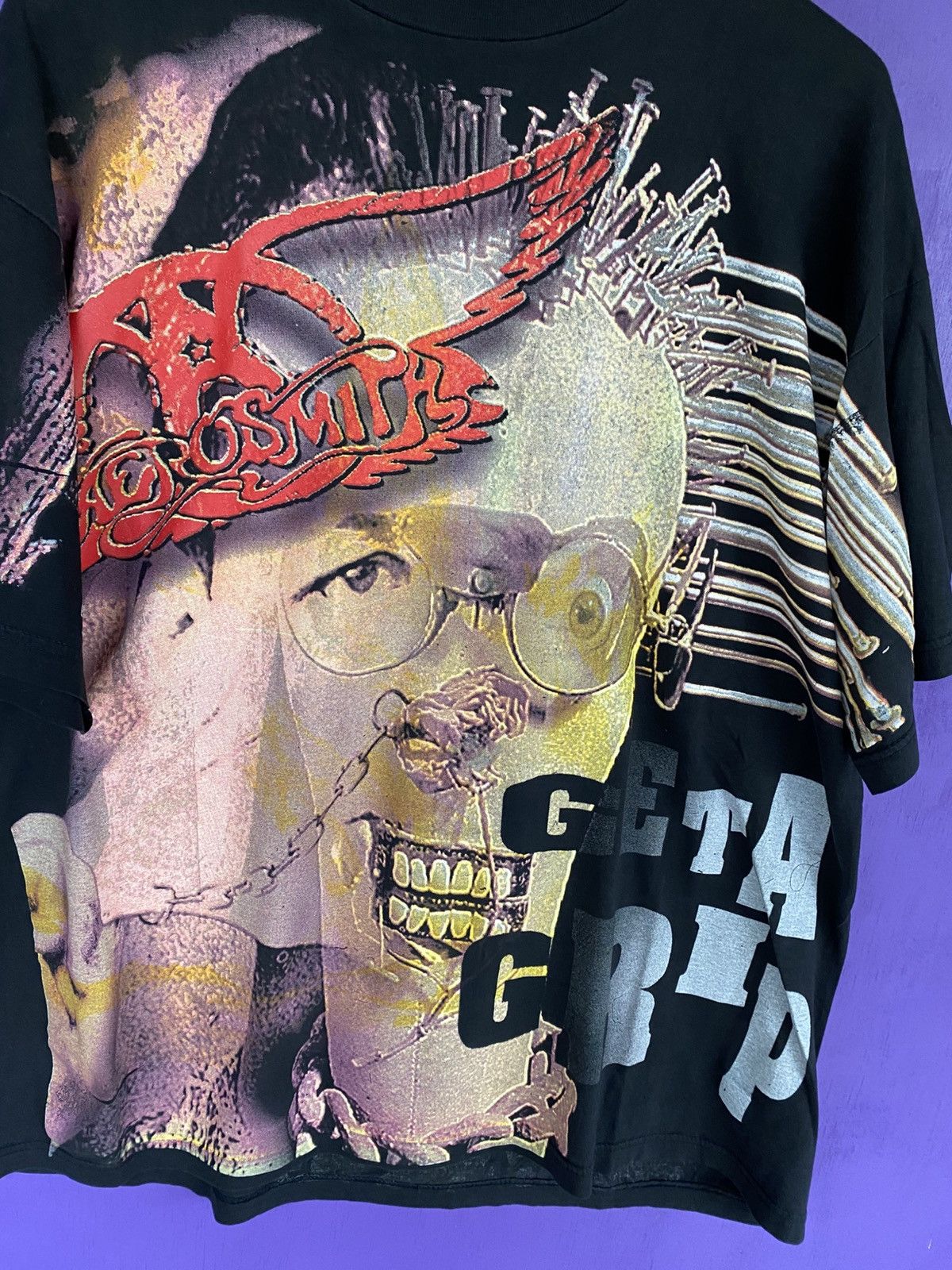 Band Tees Vintage 90s Aerosmith get a grip euro AOP t-shirt Size US XL / EU 56 / 4 - 3 Thumbnail