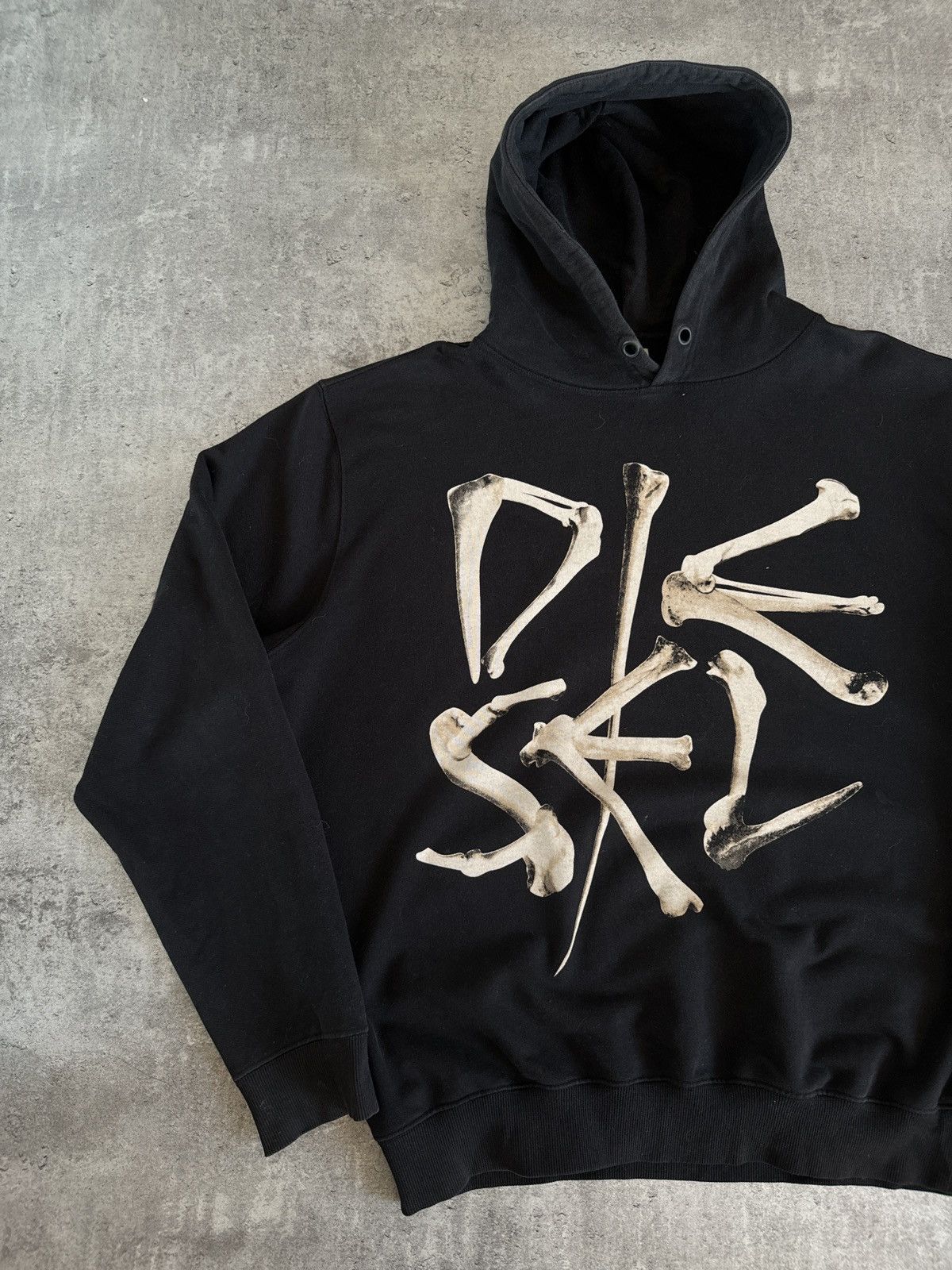 Diesel × Japanese Brand × Vintage Diesel Bones Boxy Black Hoodie Vintage Affliction Rap Skate Size US XL / EU 56 / 4 - 2 Thumbnail