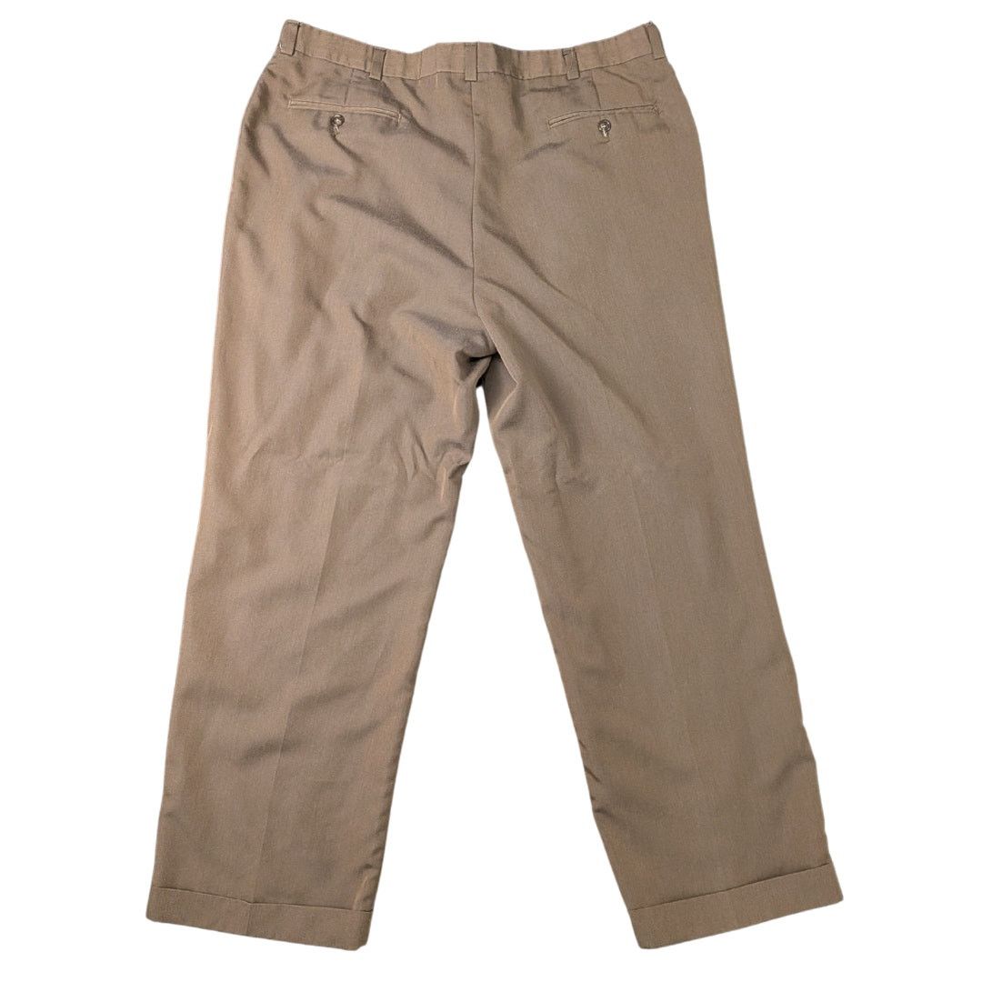 Stafford Stafford Brown Cuffed Pleated Pants w/ Offset Buttonhole Size US 40 / EU 56 - 2 Thumbnail