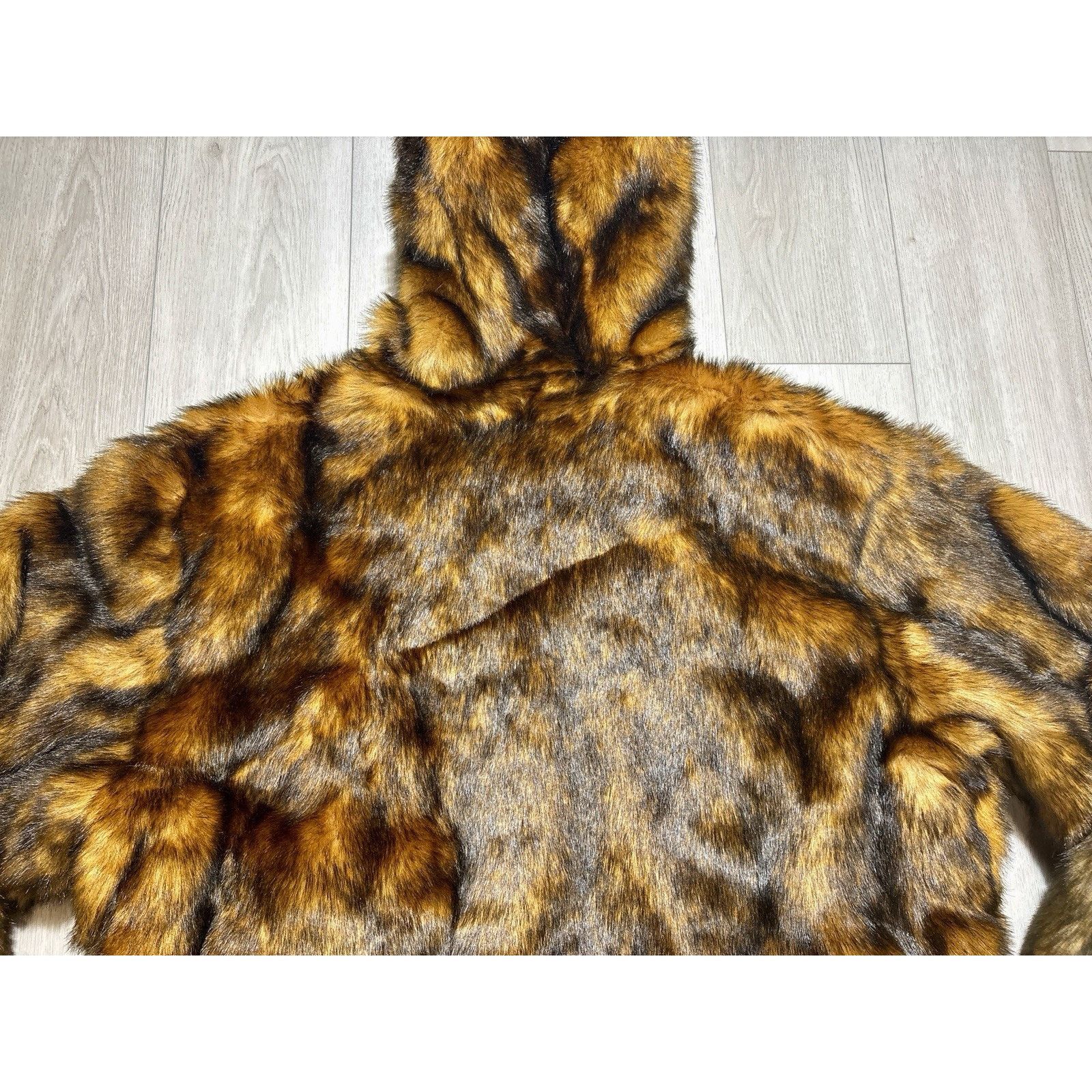 Other VTG Faux Fur Jacket 2XL Hooded Fox Pattern Bomber Oversized Size US XXL / EU 58 / 5 - 14 Thumbnail