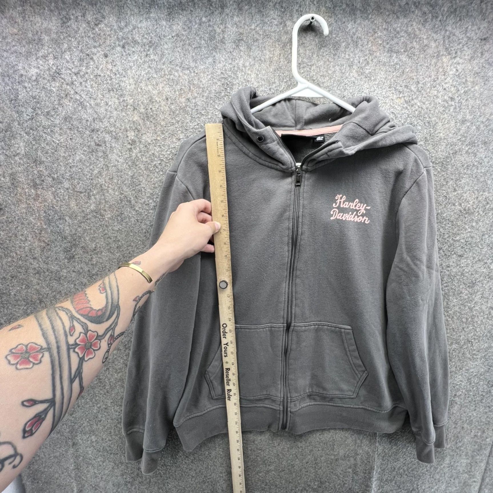 Harley Davidson Harley-Davidson Hoodie Womens XL Gray Full Zip Fleece Logo Sweatshirt Biker Size XL / US 12-14 / IT 48-50 - 5 Thumbnail