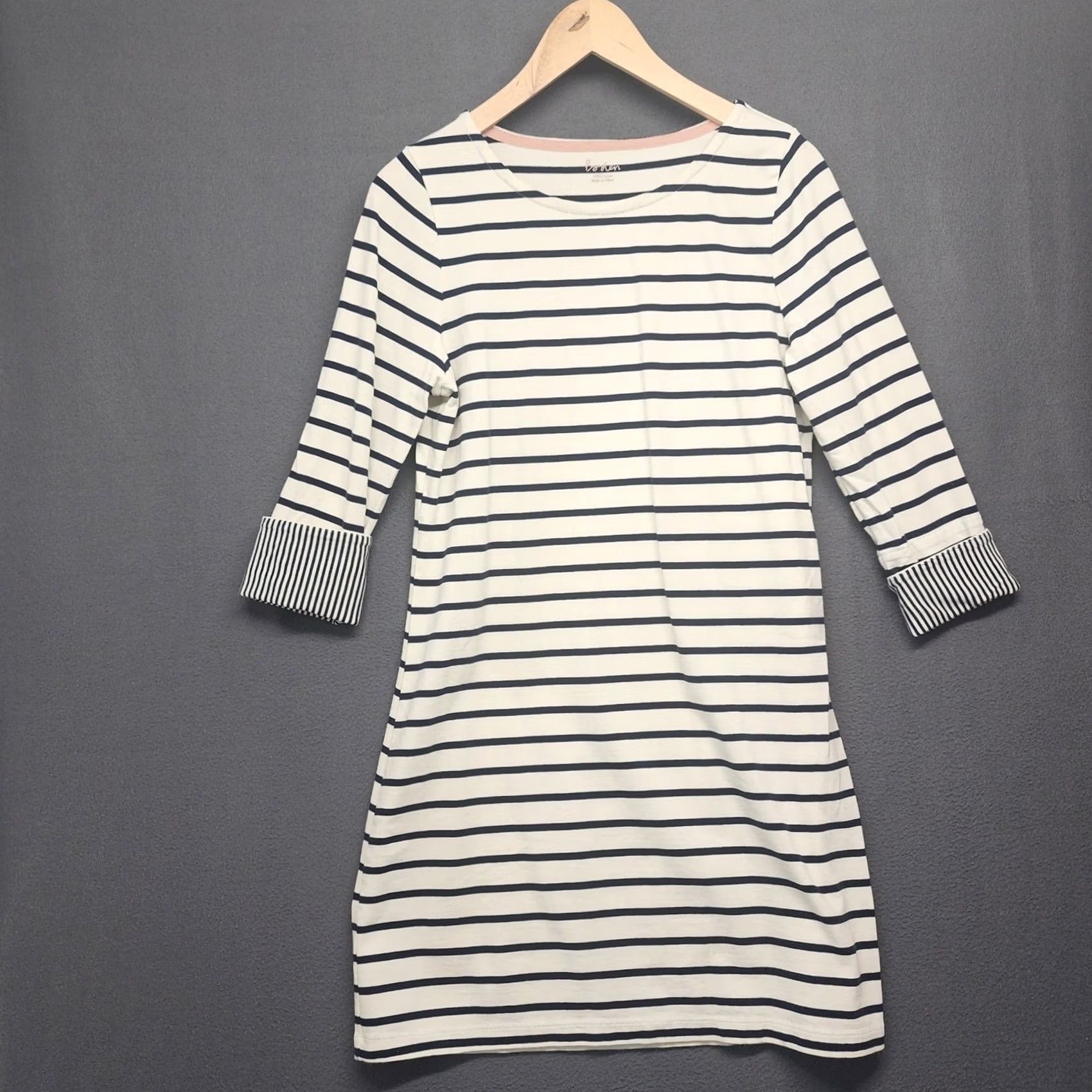 Boden Boden Dress Womens Medium Blue White Striped Nautical Cotton Dress Knee Length Shift Womens M Blue White Striped Nautical Cotton Size M / US 6-8 / IT 42-44 - 2 Thumbnail