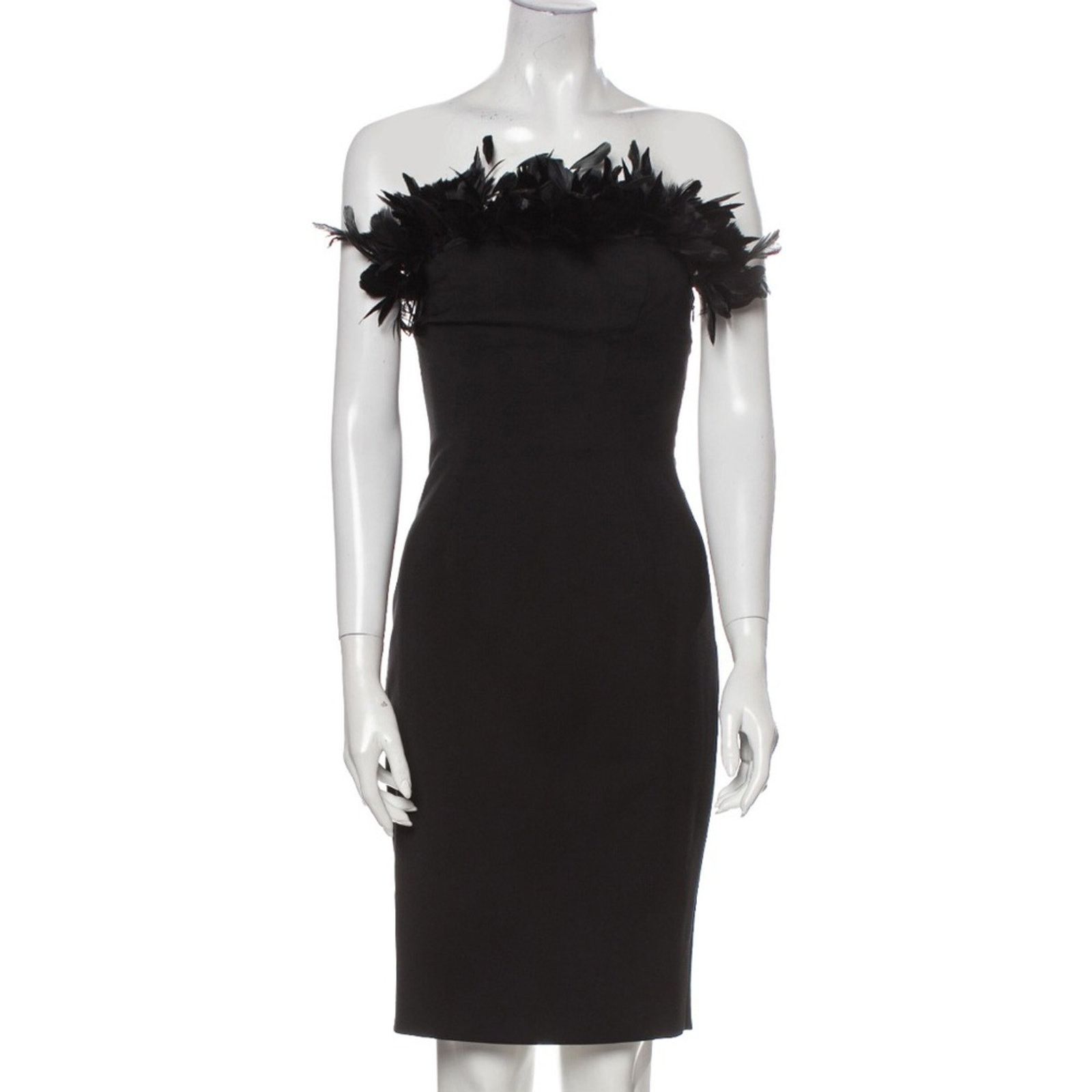Dsquared2 dsquared2 black wool midi dress with goose feather trim Size S / US 4 / IT 40 - 1 Thumbnail