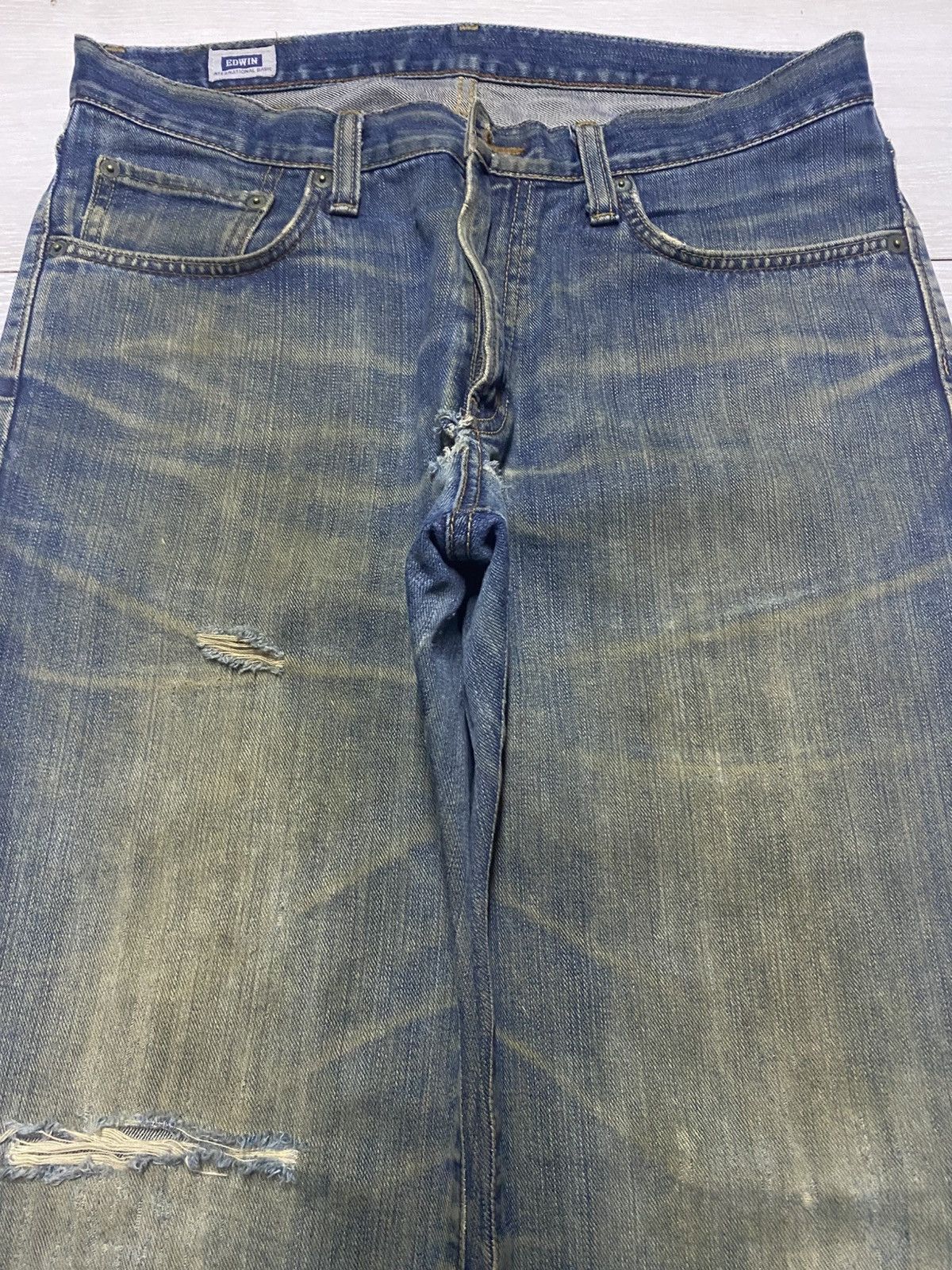Edwin Vintage Edwin 404 Crazy Mud Wash Distressed Jeans Size US 34 / EU 50 - 3 Thumbnail