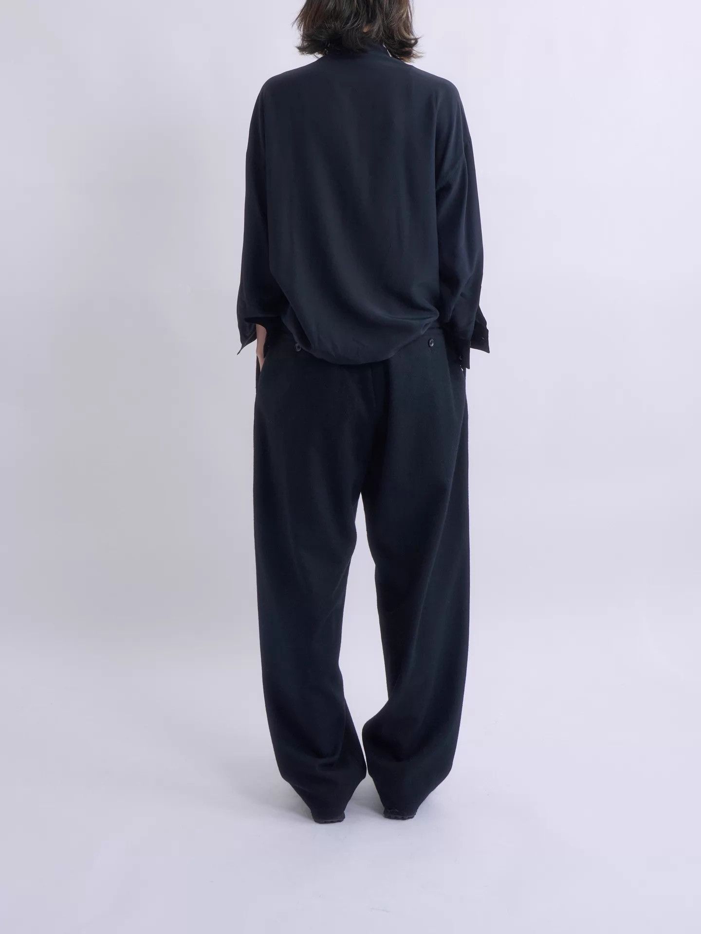 Yohji Yamamoto YOHJI YAMAMOTO 2015AW Black Wool Drawstring Pants Size US 29 - 5 Thumbnail