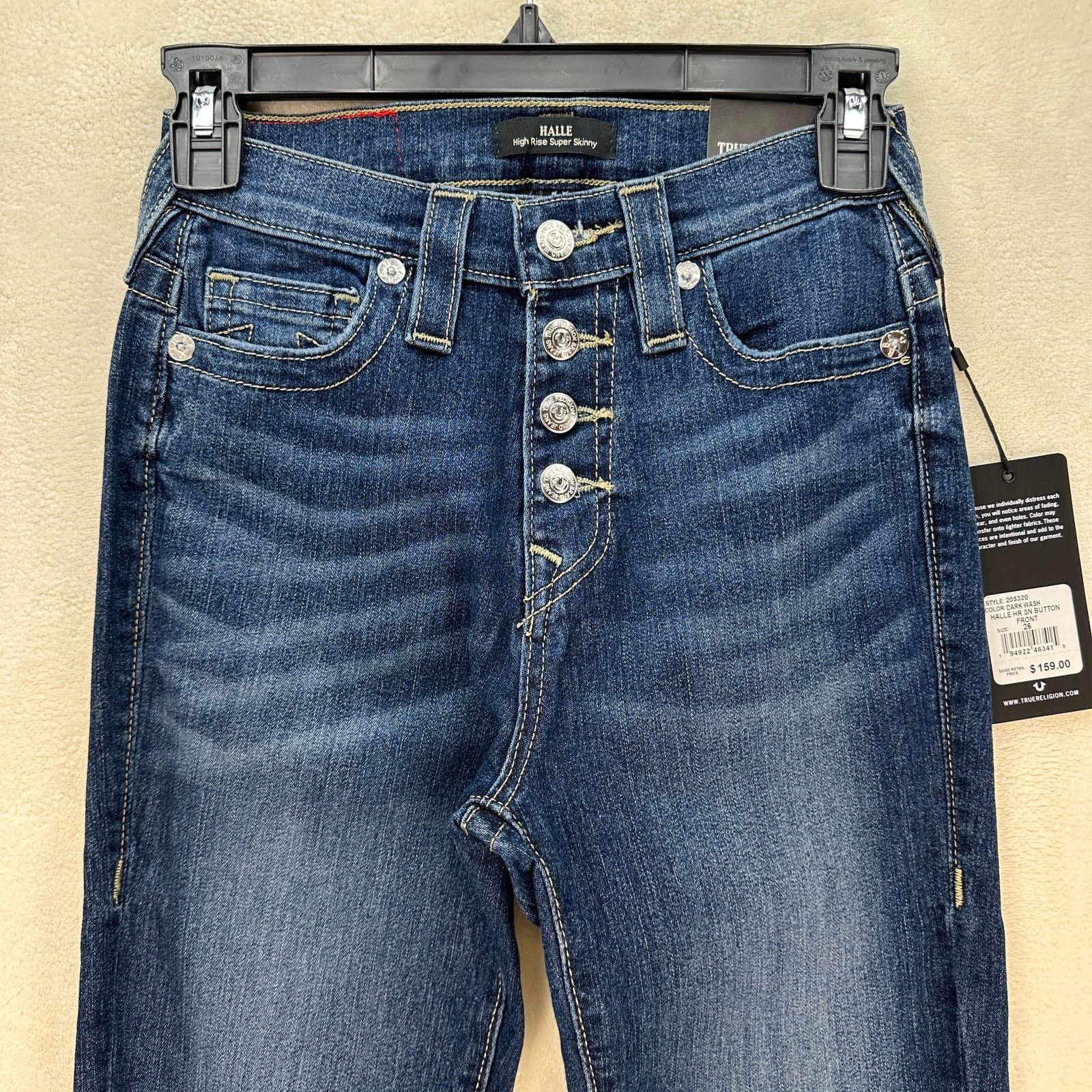 True Religion TRUE RELIGION WOMEN'S 26 HALLE HIGH RISE SUPER SKINNY MEDIUM Size 26" / US 2 / IT 38 - 2 Thumbnail