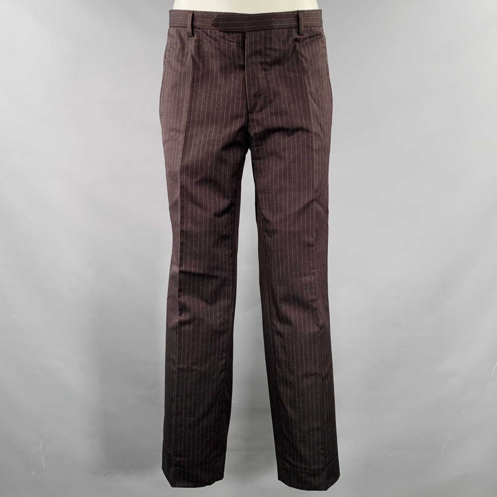 Costume National Size 38 Brown Grey Pinstripe Wool Single Button Suit Size 38R - 5 Thumbnail