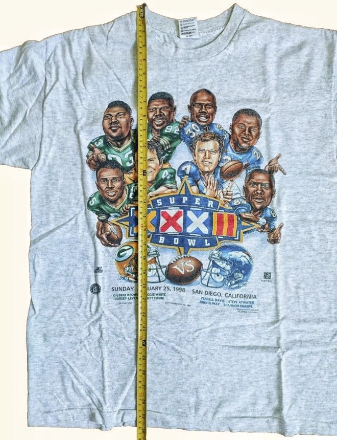 NFL × Vintage Vintage Super Bowl XXXII Caricature 1998 Full Print T-shirt Size US XL / EU 56 / 4 - 10 Thumbnail
