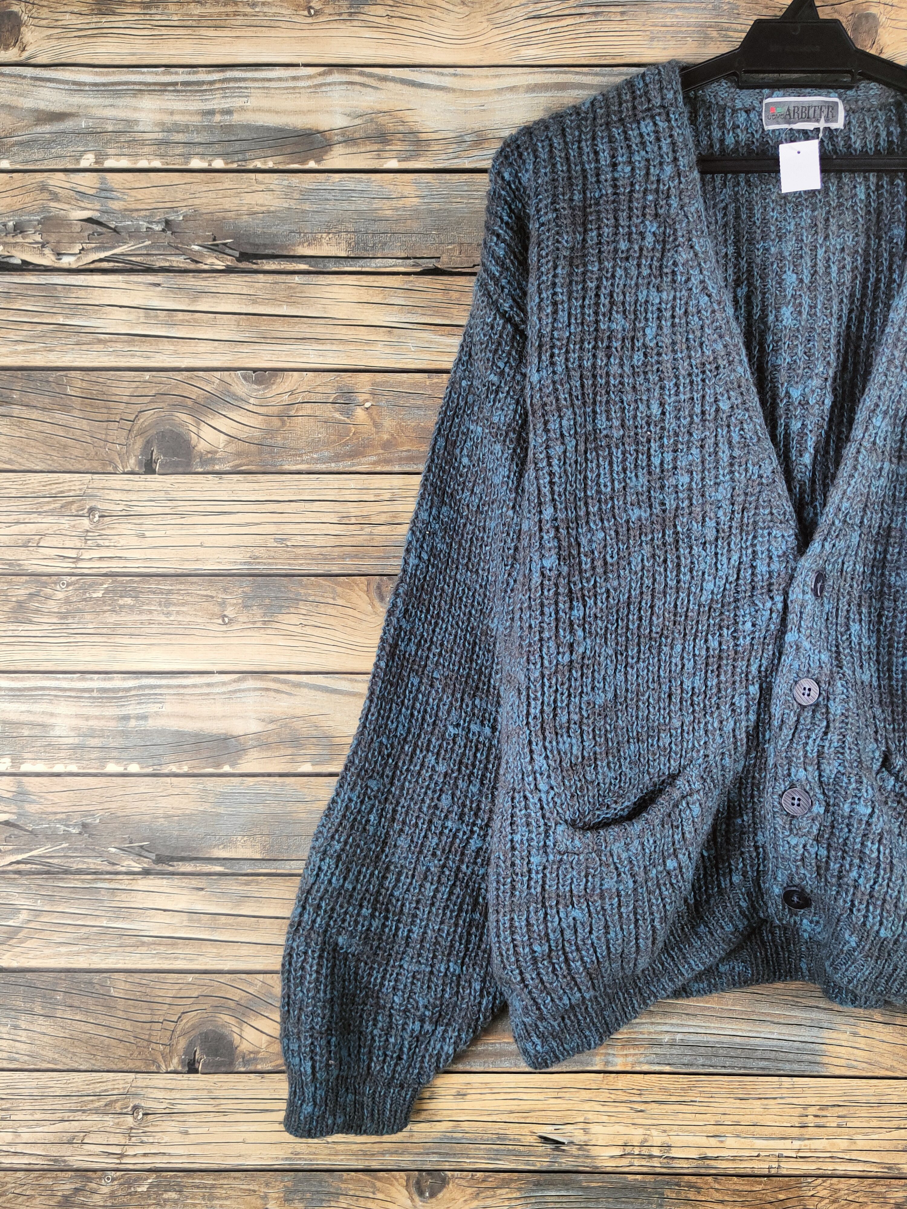 Japanese Brand DL Uomo Arbiter Dark Gray Blue Knitwear Cardigans # 46-389 Size US L / EU 52-54 / 3 - 3 Thumbnail