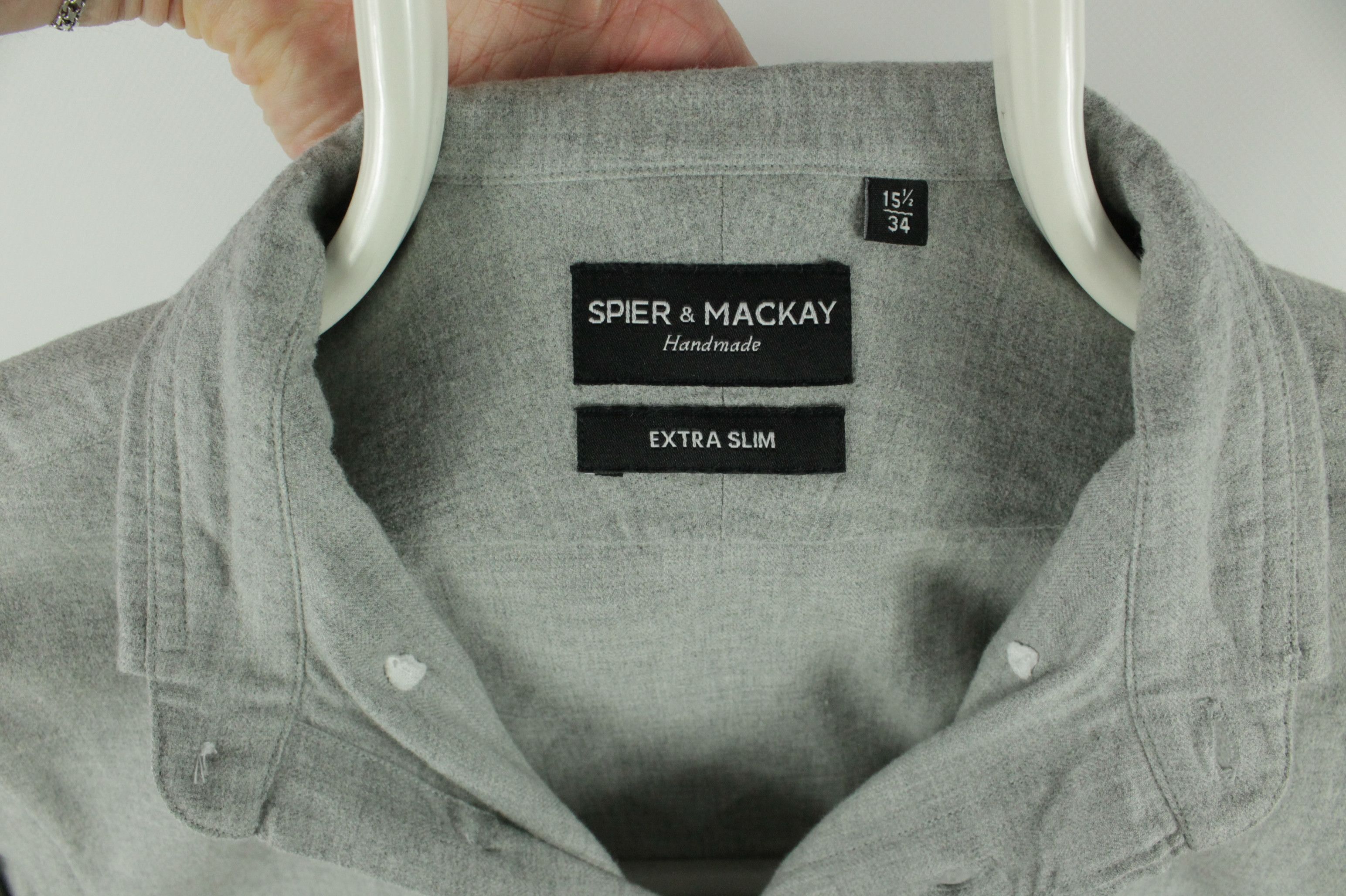 Designer Spier & Mackay Handmade Light Flannel Slim Fit Dress Shirt Size US M / EU 48-50 / 2 - 3 Thumbnail