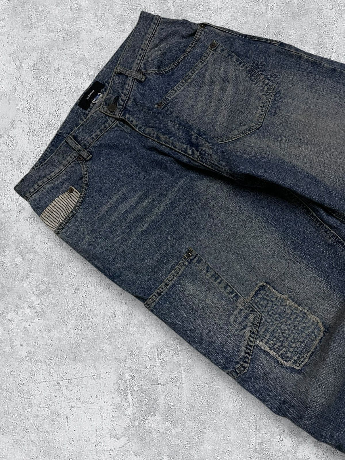 Japanese Brand Vintage 90’s Japan Scanner Unique Patch Pocket Baggy Denim Size US 33 - 6 Thumbnail