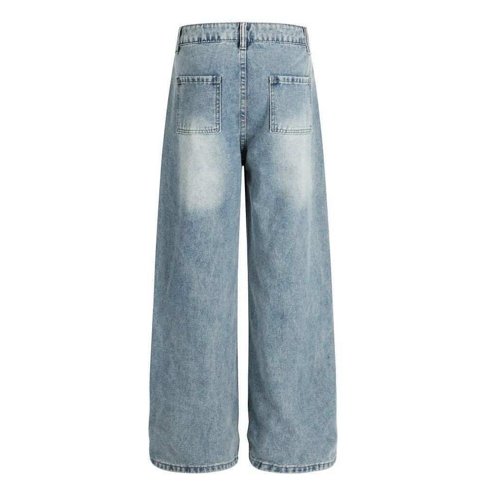 Jean Men's American graffiti letter print washed jeans y2k Size US 32 / EU 48 - 2 Thumbnail