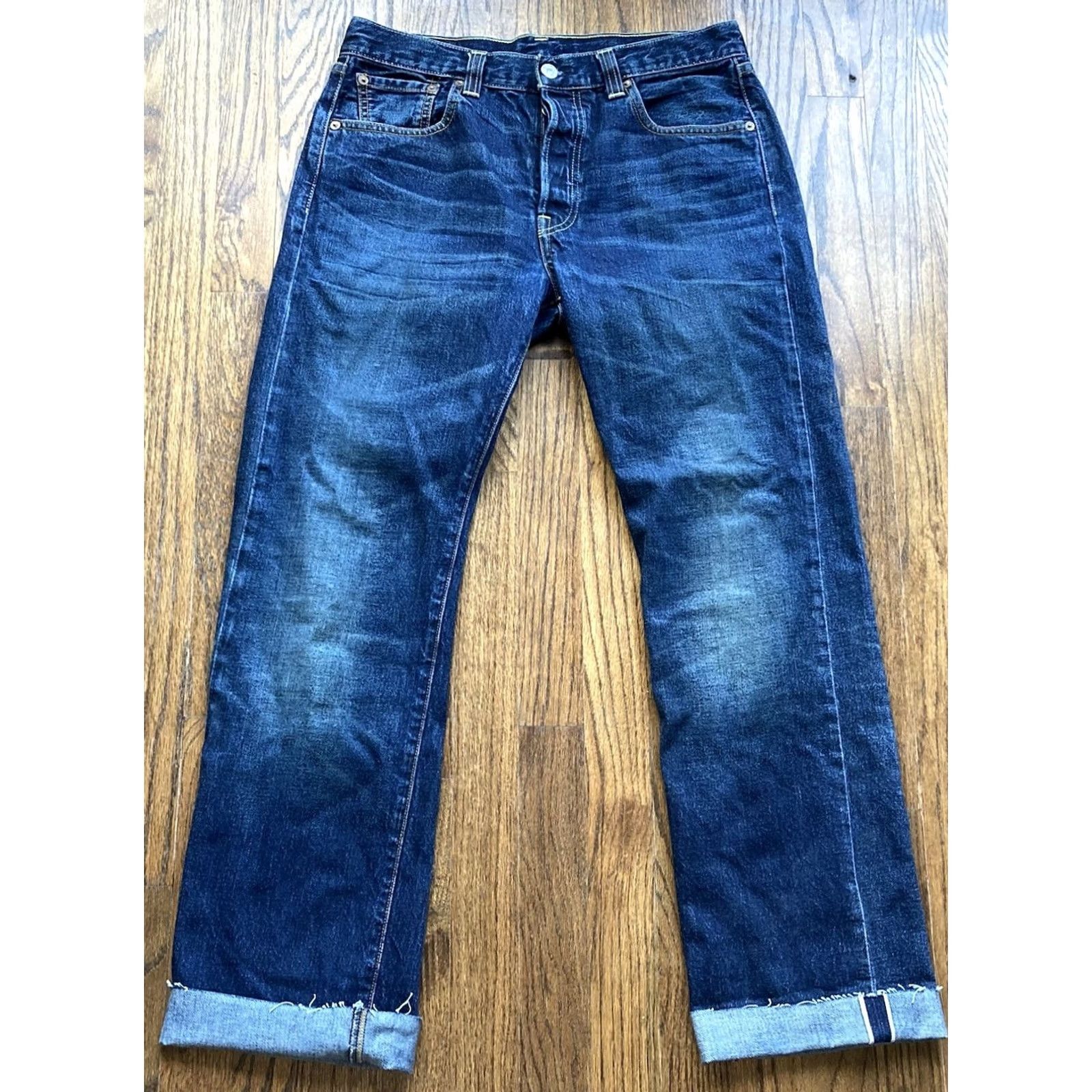 Levi's VINTAGE Levi's 501 Jeans Mens Regular 30x30 Blue Denim Raw Hem Whiskers USA Straight 501 Model Mens Size US 30 / EU 46 - 2 Thumbnail