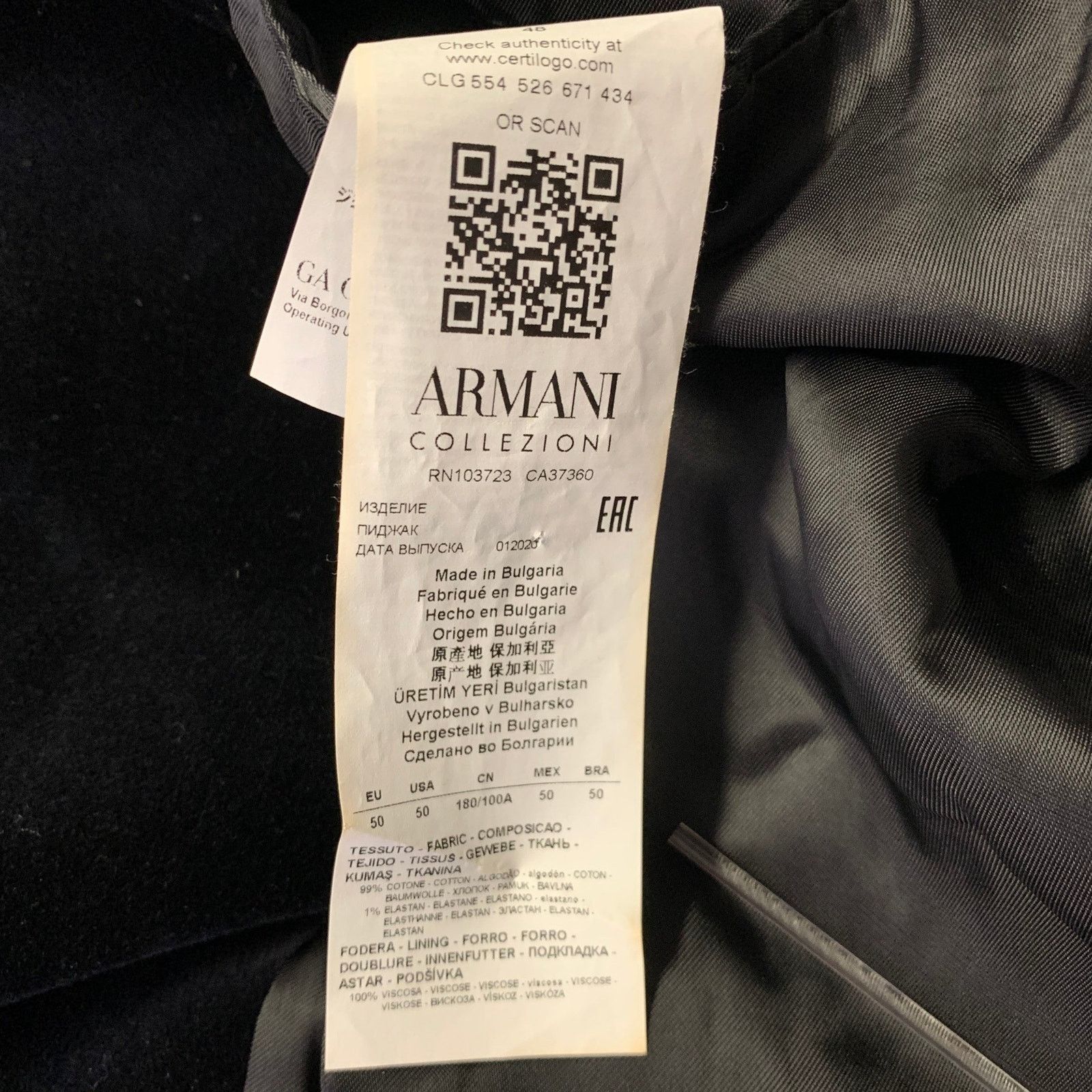 Armani Collezioni ARMANI COLLEZIONI Size 40 Black Velvet Sport Coat Size 40R - 6 Thumbnail