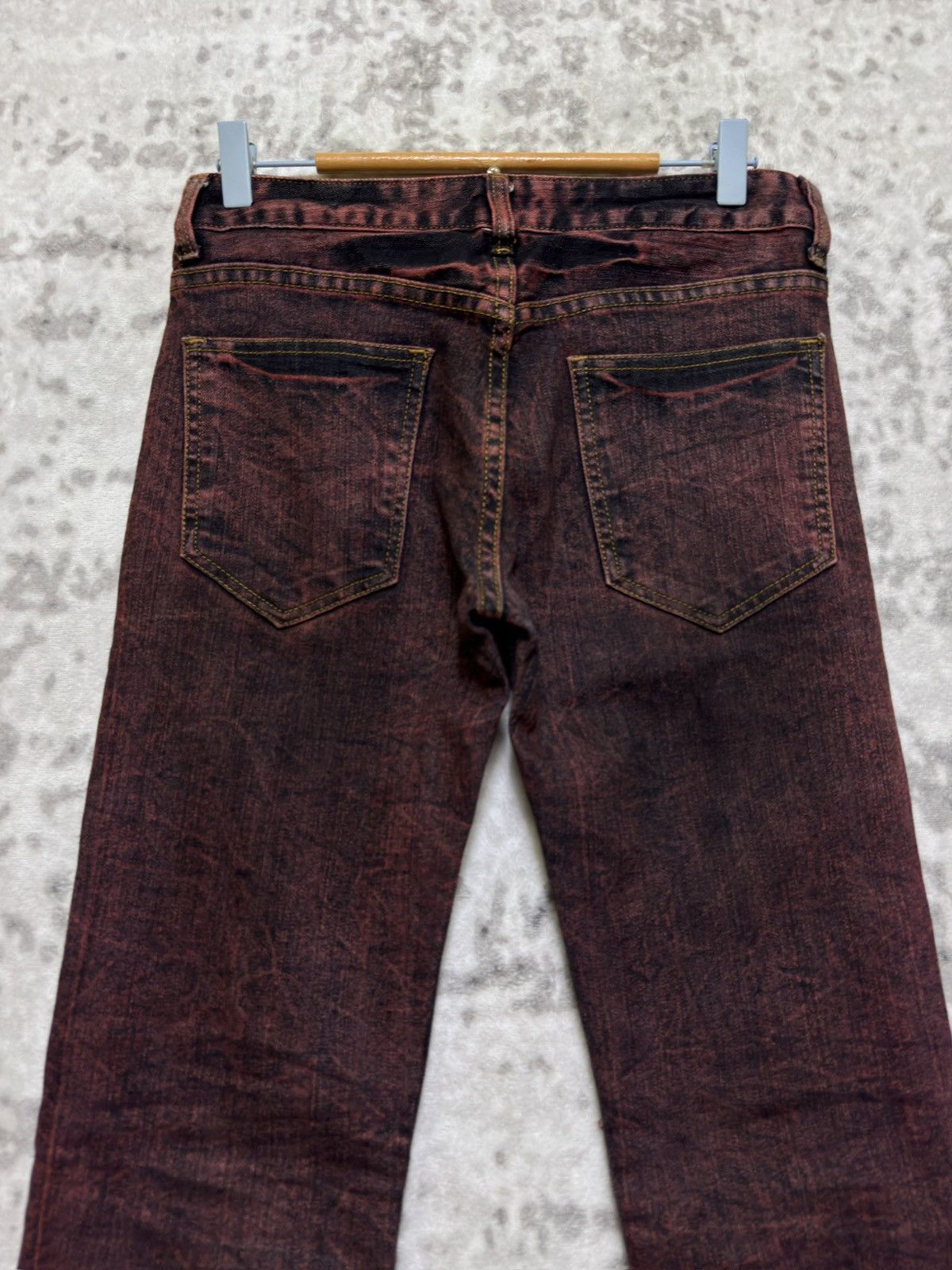 Japanese Brand Archive K.U.I Red Wash Skinny Denim Jeans Early 2000s Size US 29 - 8 Thumbnail