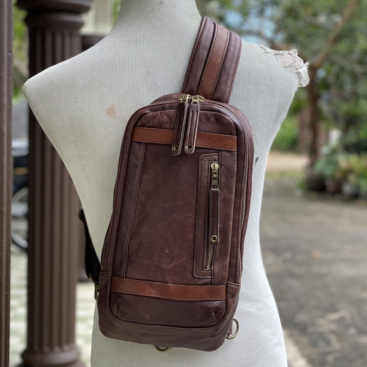 Japanese Brand × Leather × MasterPiece Masterpiece 🇯🇵 Full Leather Brown Crossbody Size ONE SIZE - 2 Thumbnail