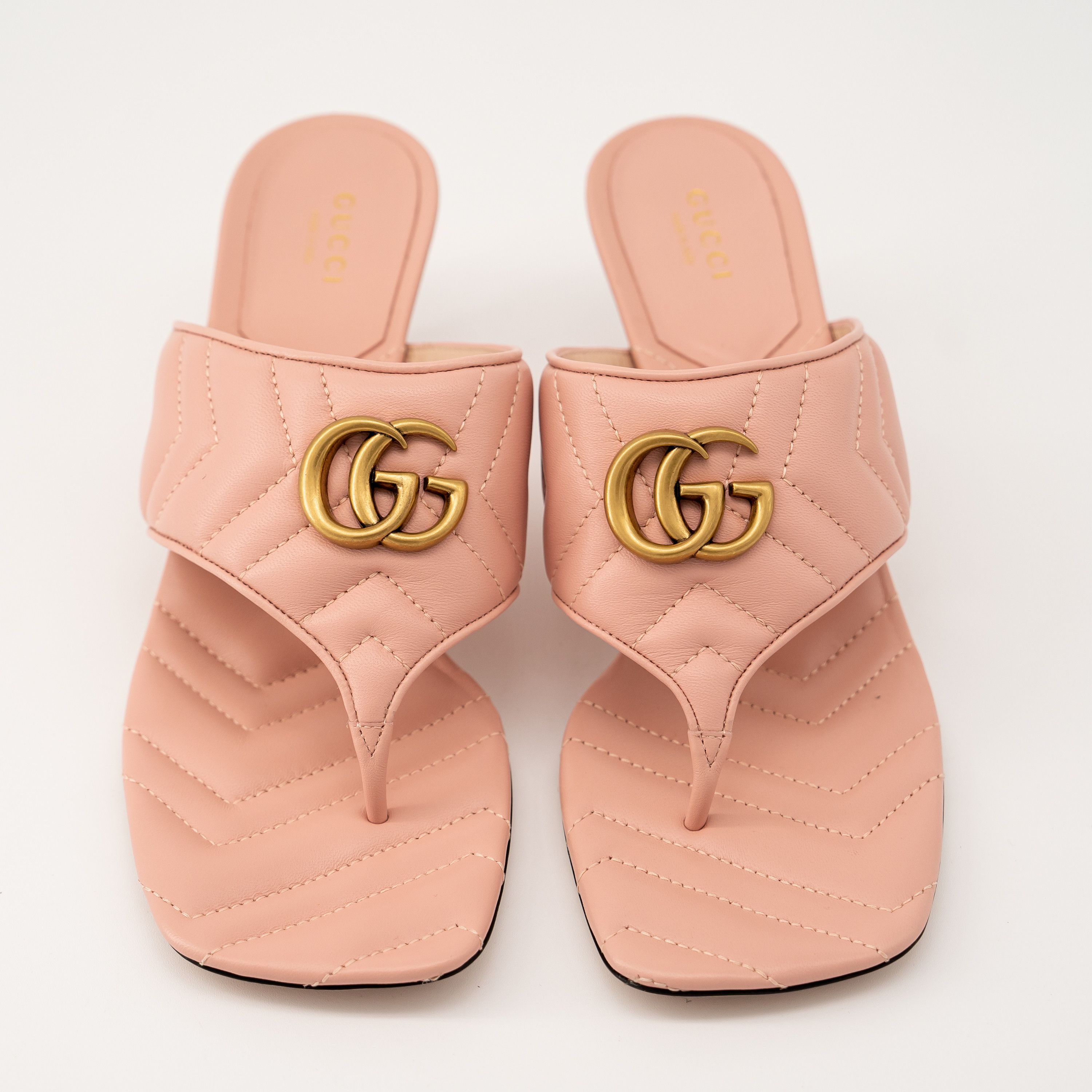 Gucci 40G 10 US Gucci Marmont GG Kitten Heel Sandals Quilted Pink Size US 10 / IT 40 - 4 Thumbnail