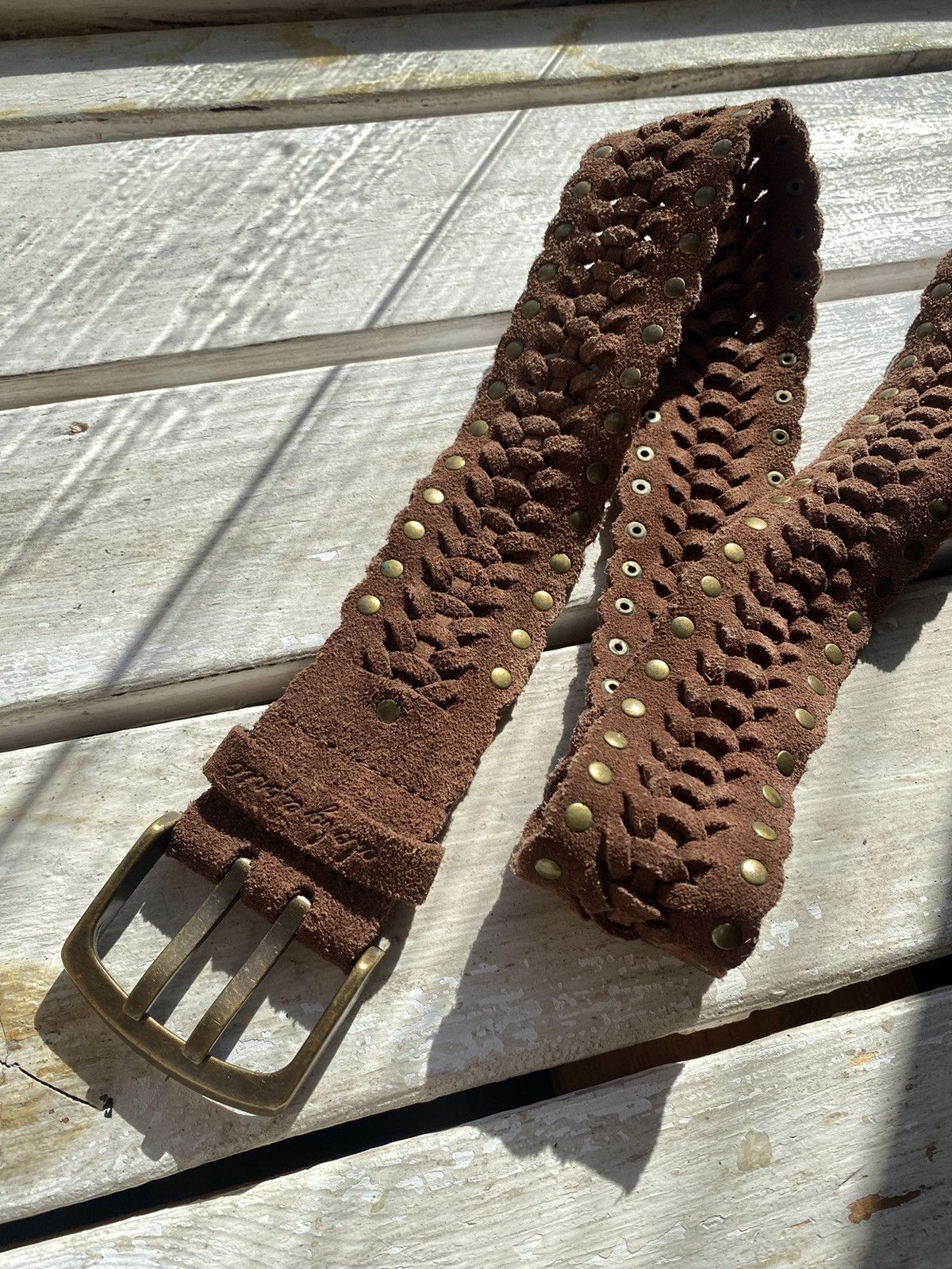 If Six Was Nine × Japanese Brand × Vintage Vintage Japanese Leather Punk Emo Rock Goth Y2K Drill belt Size ONE SIZE - 2 Thumbnail