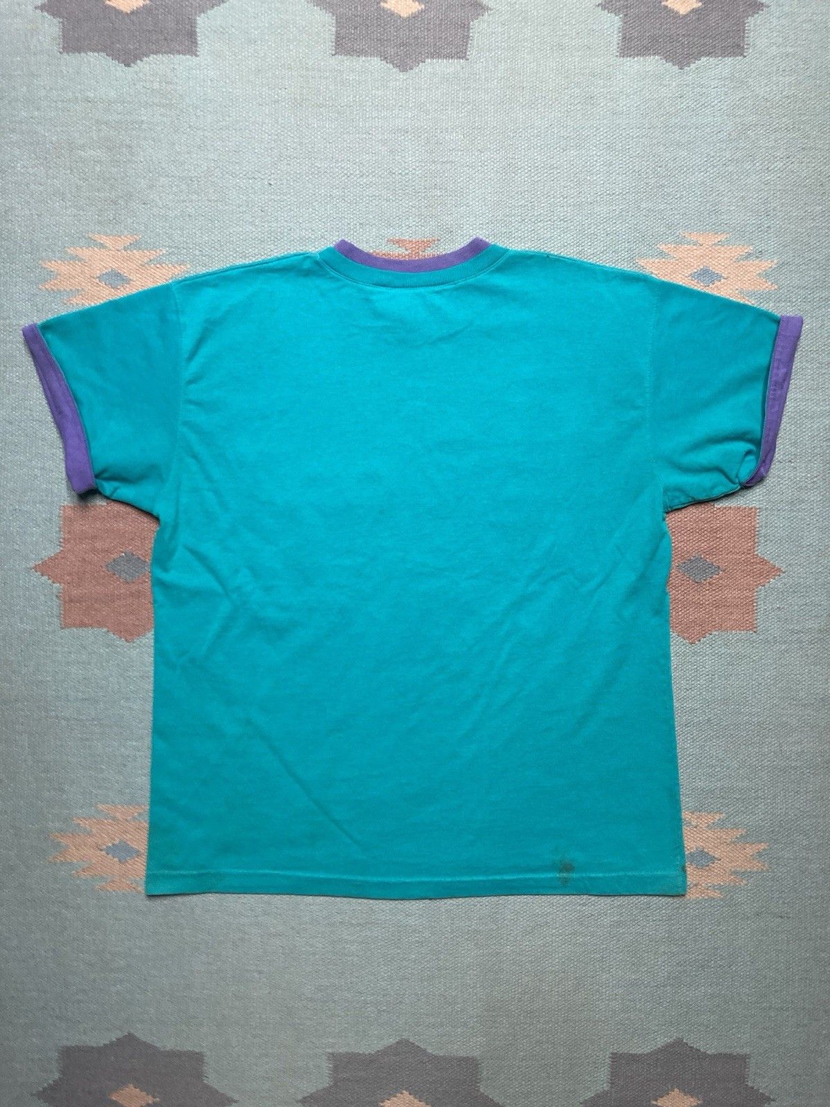 Vintage 80s 90s pocket t shirt blank teal purple stained boxy large Size US L / EU 52-54 / 3 - 8 Thumbnail